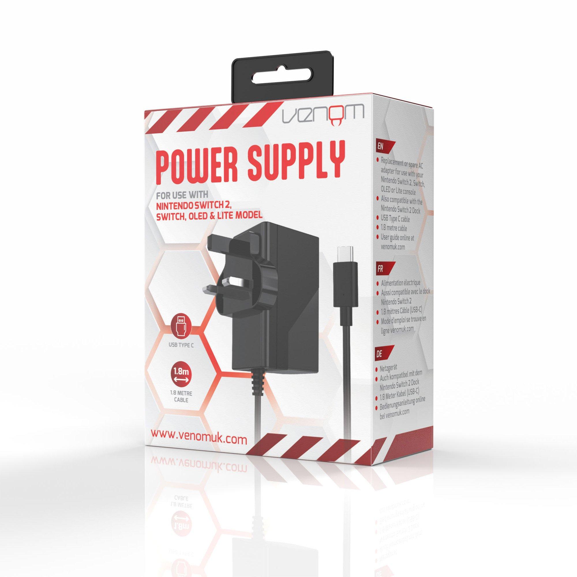 Black - Venom - Powe Supply  For Nintendo Switch 2 Switch & OLED - 2