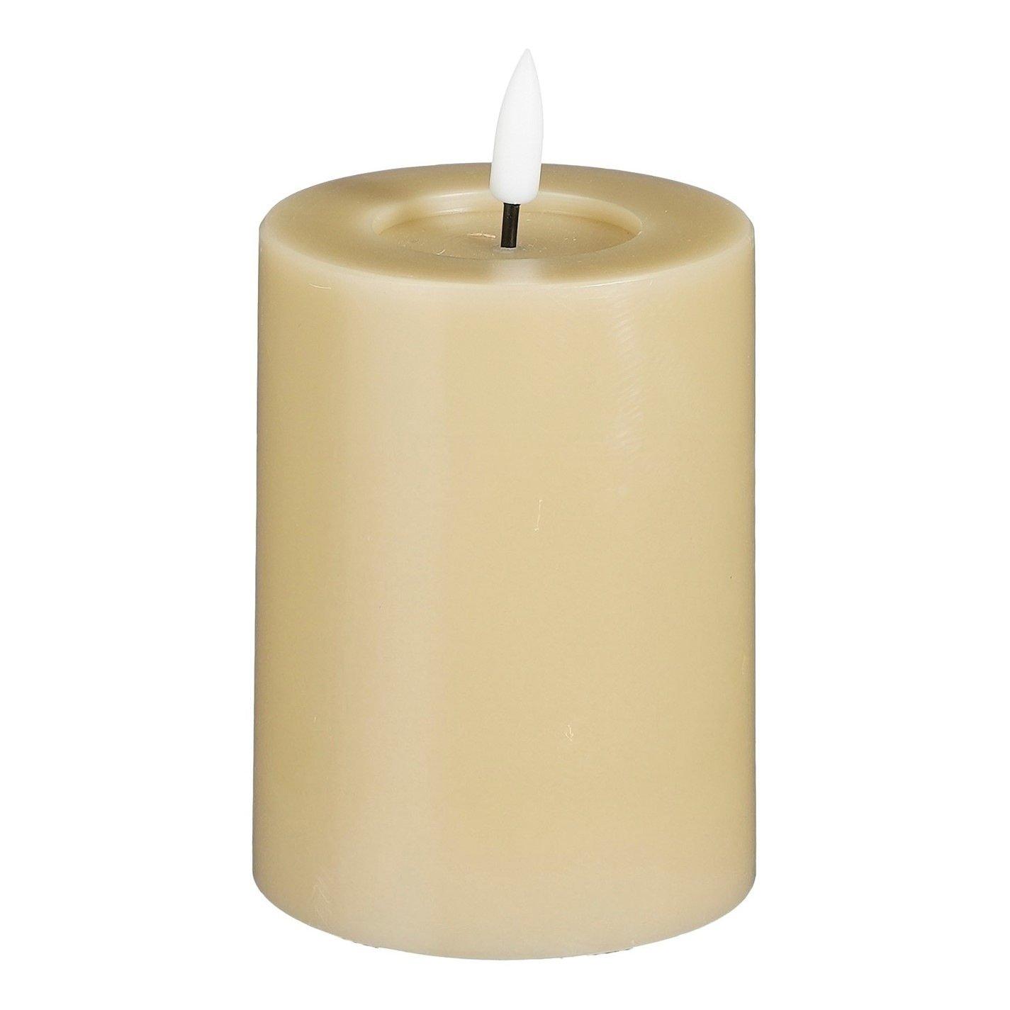 Mica  Candle Warm Led Battery Operated Timer White - 10xd7,5cm