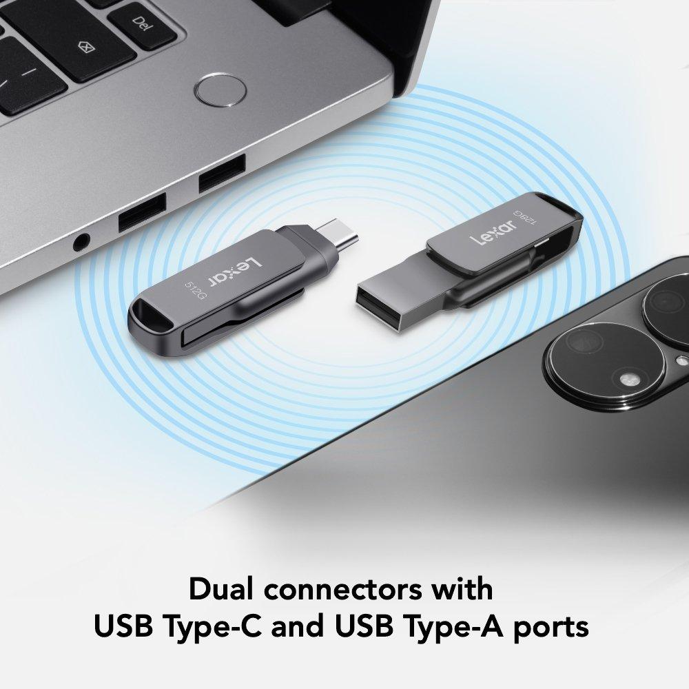 Grey - Lexar - D40E 32GB Dual Drive USB Flash drive - 3.2 Gen 1 Type-C  Jump Drive - 3