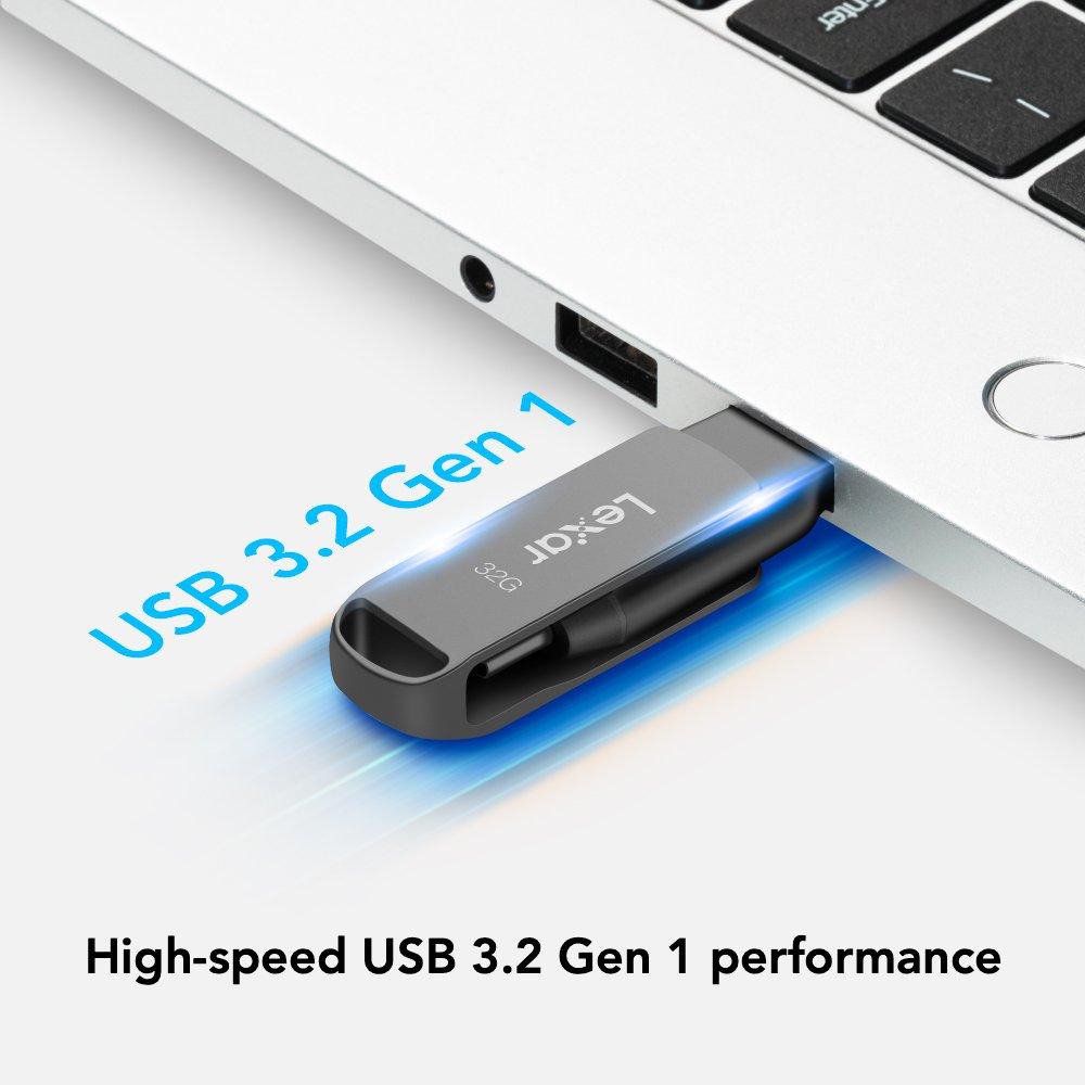 Grey - Lexar - D40E 32GB Dual Drive USB Flash drive - 3.2 Gen 1 Type-C  Jump Drive - 4