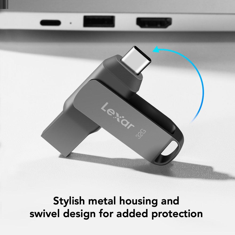 Grey - Lexar - D40E 32GB Dual Drive USB Flash drive - 3.2 Gen 1 Type-C  Jump Drive - 5