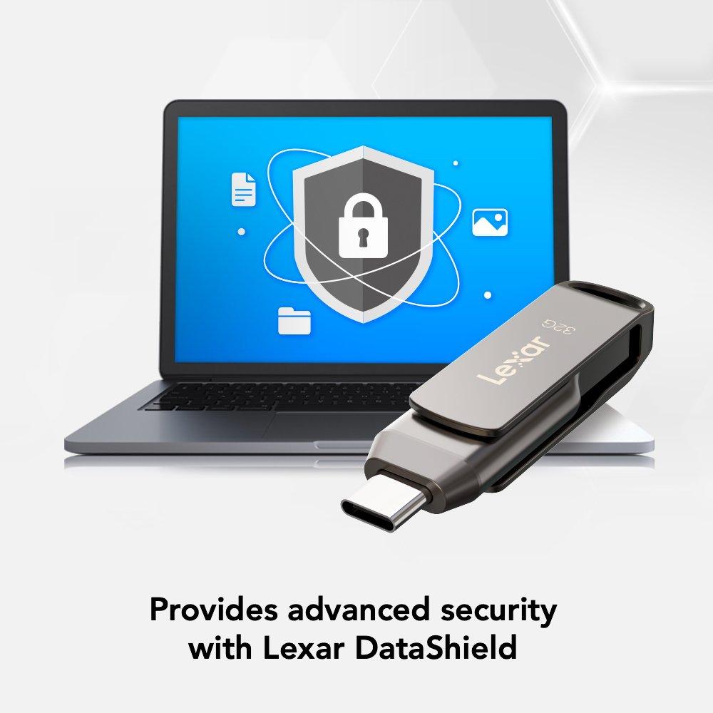 Grey - Lexar - D40E 32GB Dual Drive USB Flash drive - 3.2 Gen 1 Type-C  Jump Drive - 6