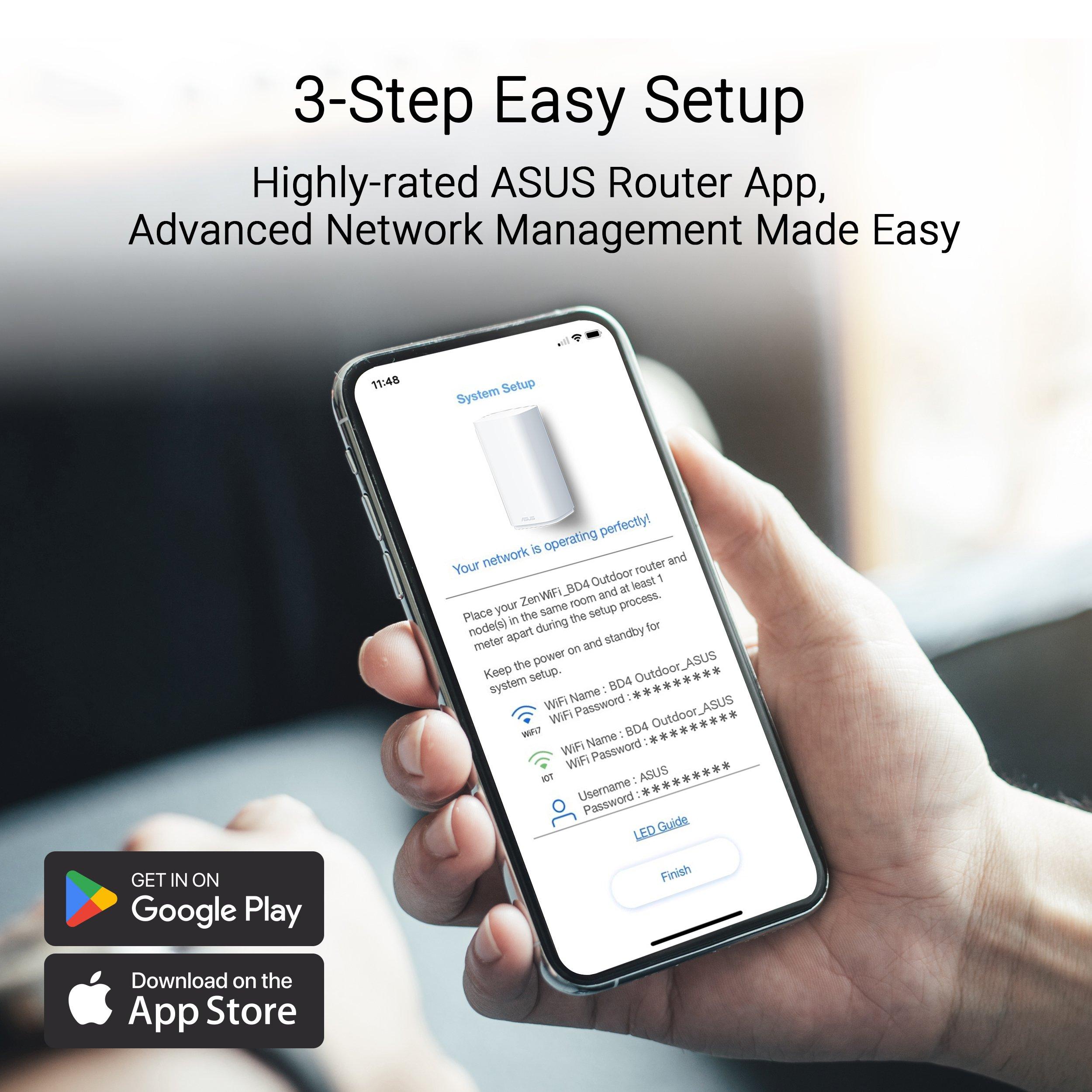 Blanc - ASUS - ASUS ZenWiFi BD4 Outdoor Dual-band WiFi 7 AiMesh Extendable Router IP65 Weather resistant - 8