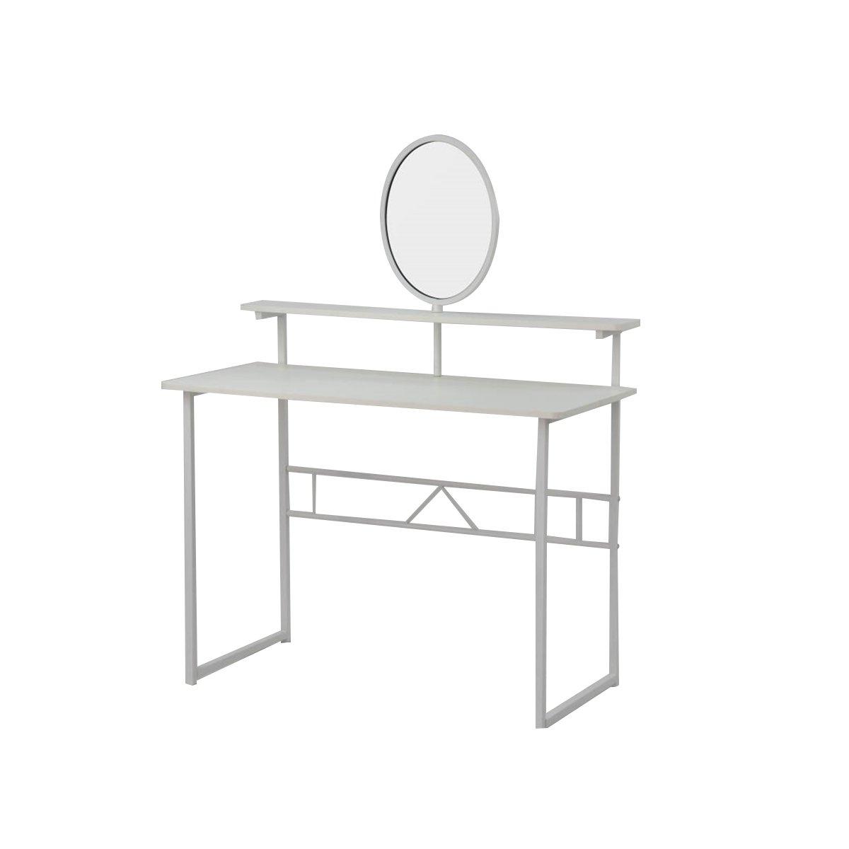 White - FurnitureR - THOMPSON White Dressing Table with Mirror - 1
