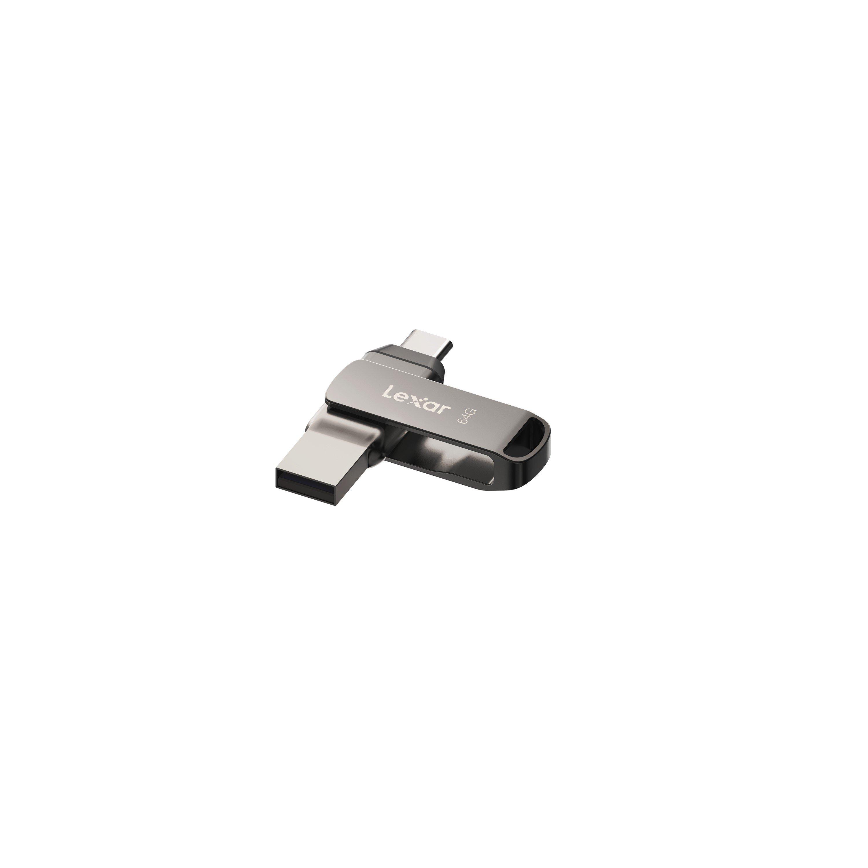 Grey - Lexar - D40E 64GB Dual USB Flash drive - 3.2 Gen 1 Type-C Jump Drive - 2