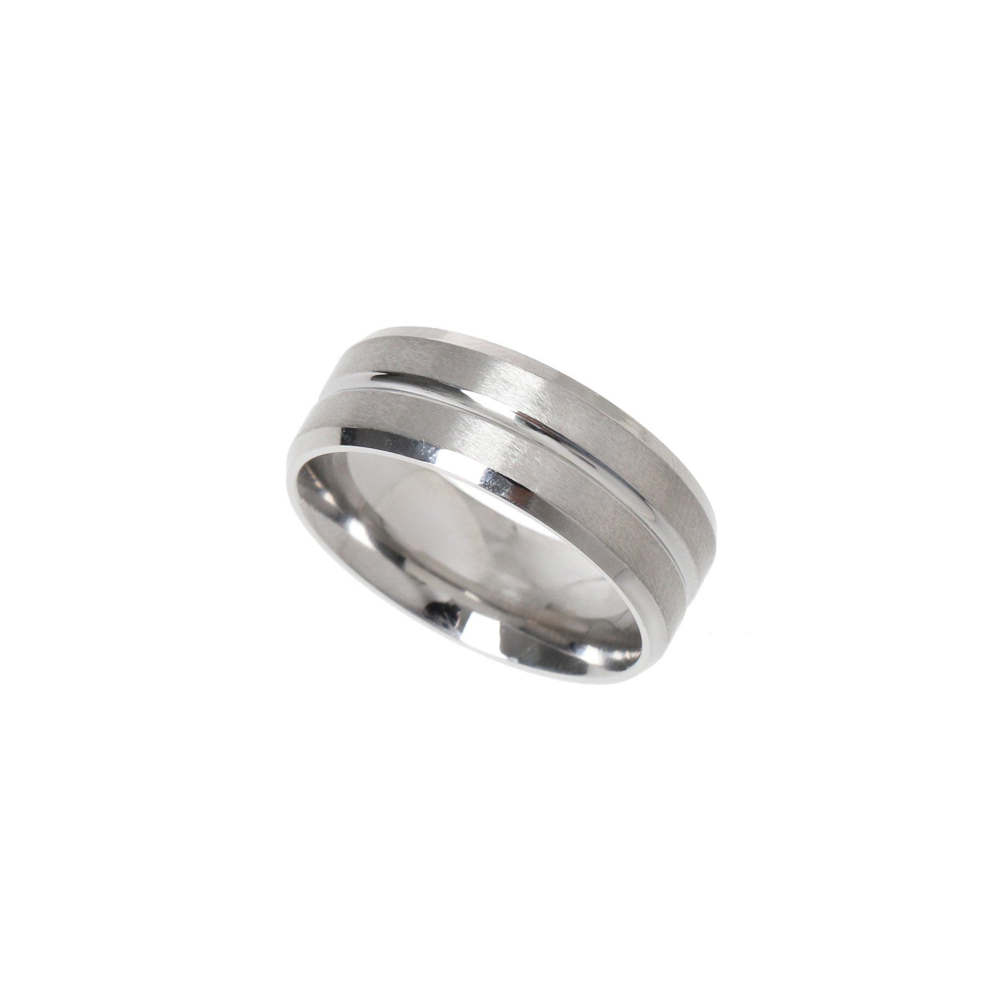 Rhodium - Fabric - Stainless Steel Ring - 2