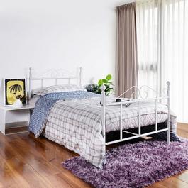 FurnitureR TIKI White Metal Bedframe Single size