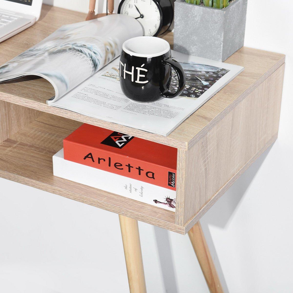 Brown - FurnitureR - ULTRON White and Wooden 90*40cm Desk with Drawer - 4