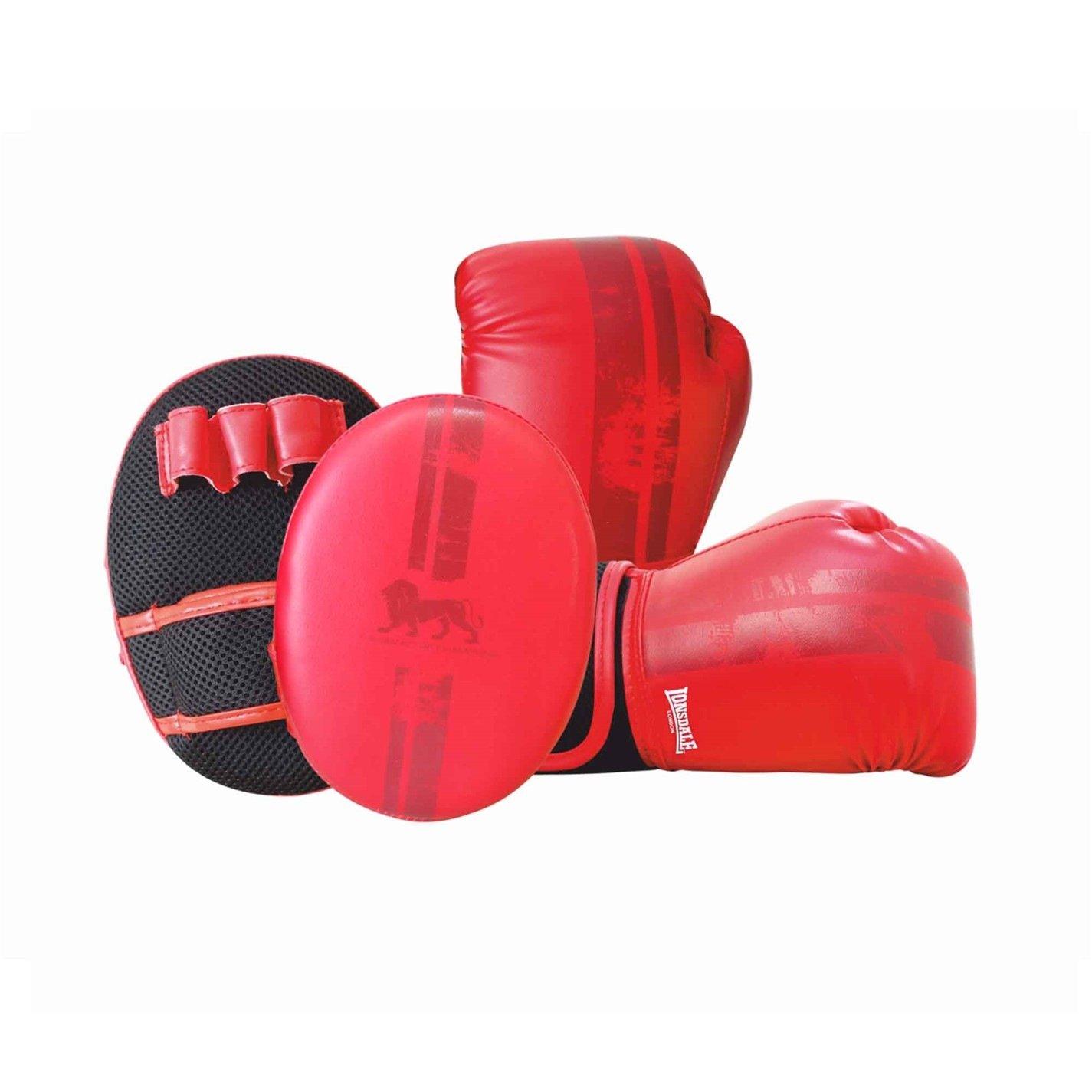 Lonsdale  Kids Boxing Glove And Pad Set Juniors - Red/Black