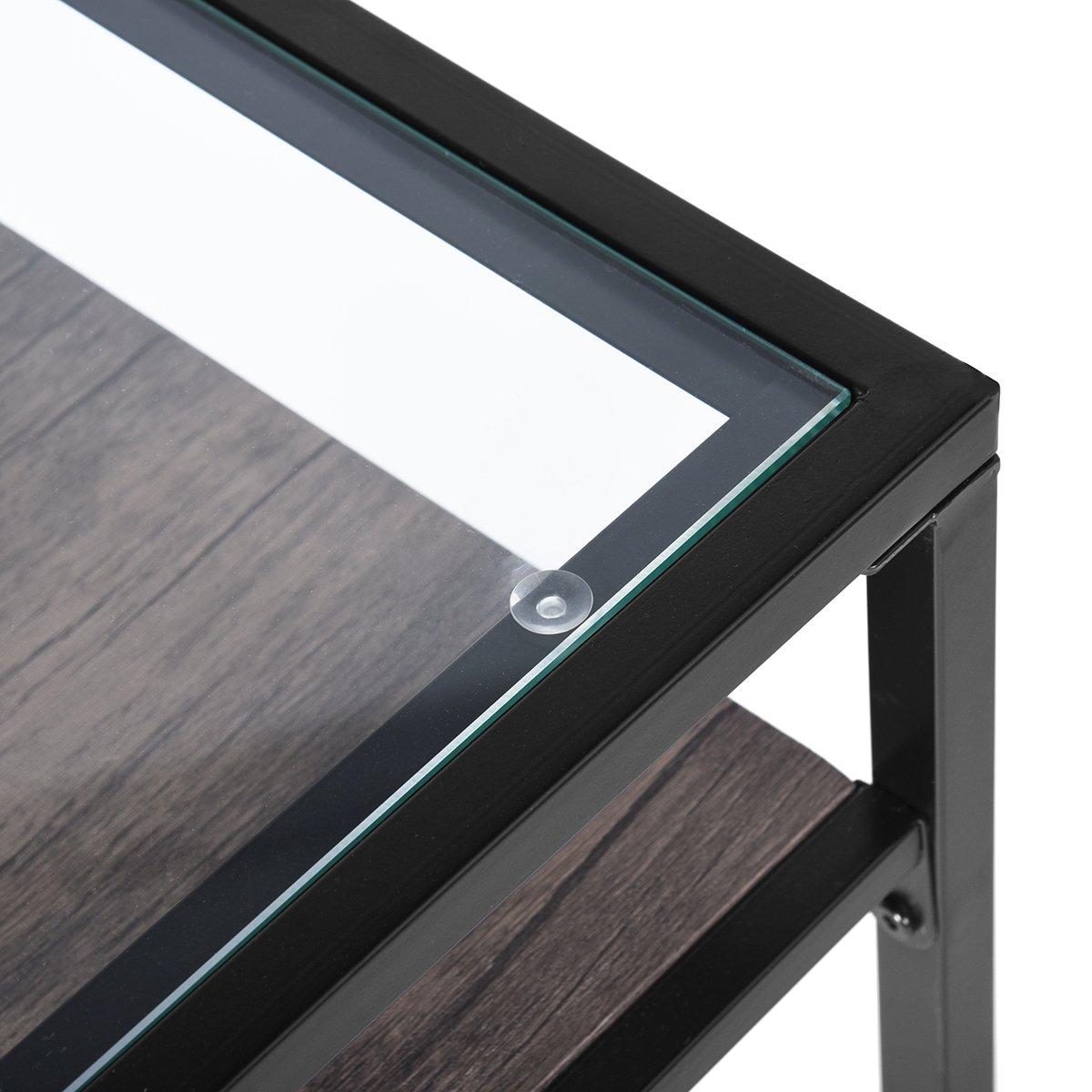 Glass - NIL - LOQUAT Black and Wooden 100cm Desk with Shelf - 5