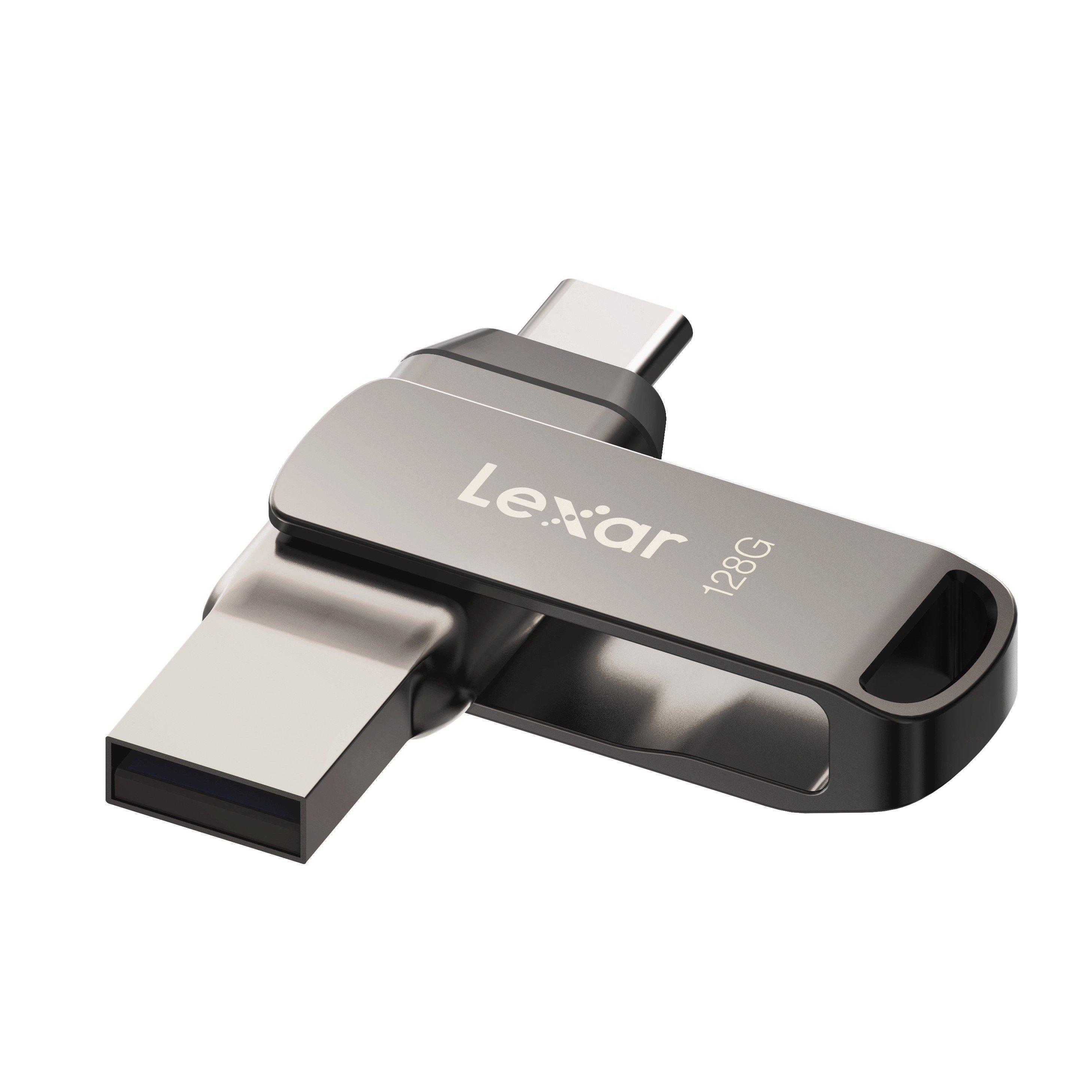 Grey - Lexar - D40E 128GB Dual USB Flash drive - 3.2 Gen 1 Type-C Jump Drive - 2
