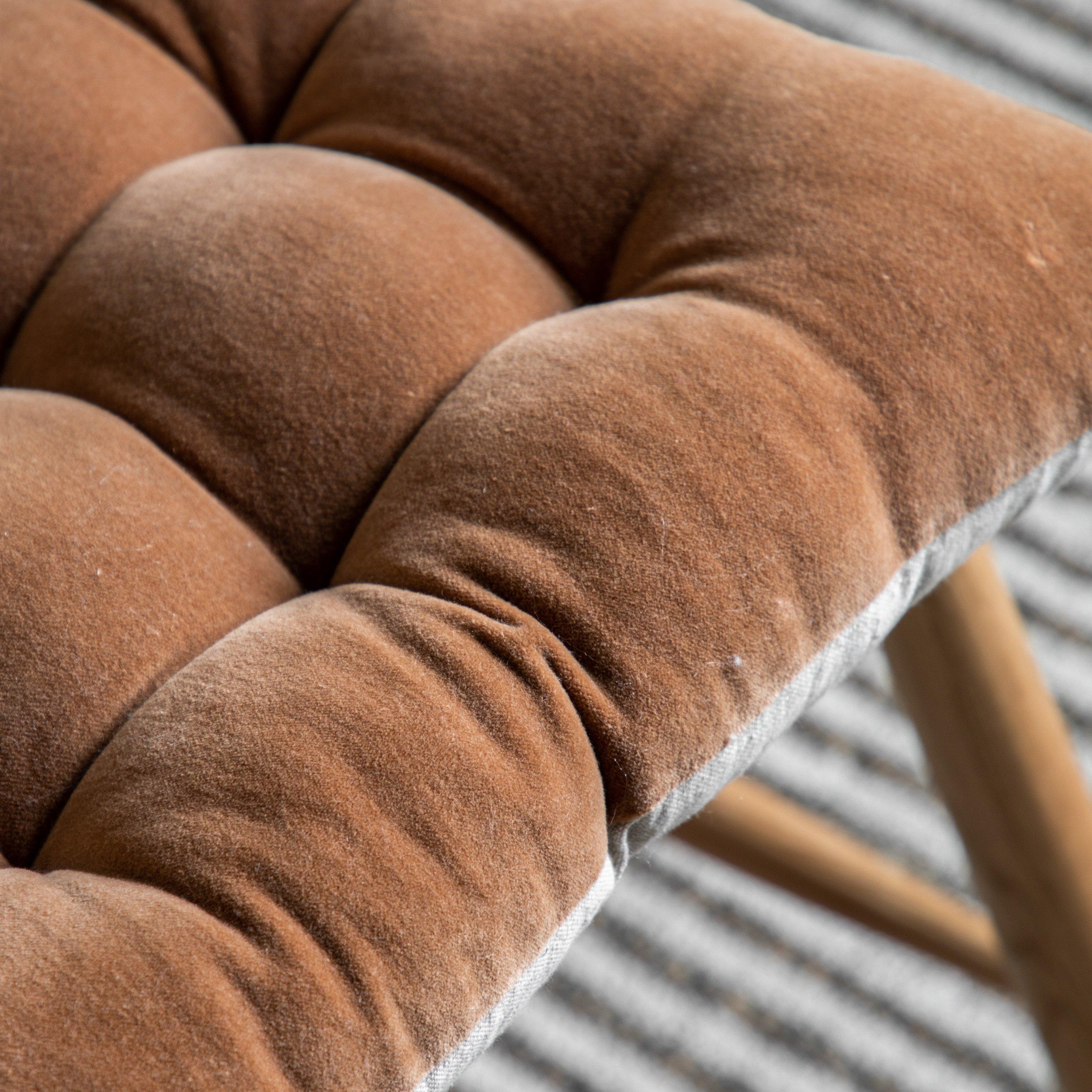 Tan - Gallery - Cotton Velvet Seatpad Natural 430x430mm - 2