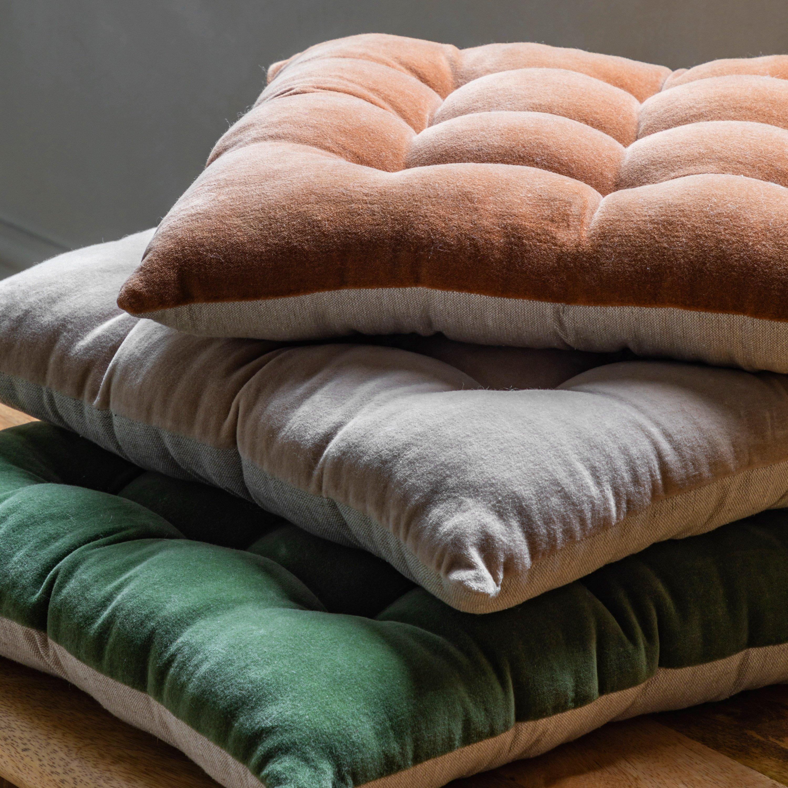 Tan - Gallery - Cotton Velvet Seatpad Natural 430x430mm - 4