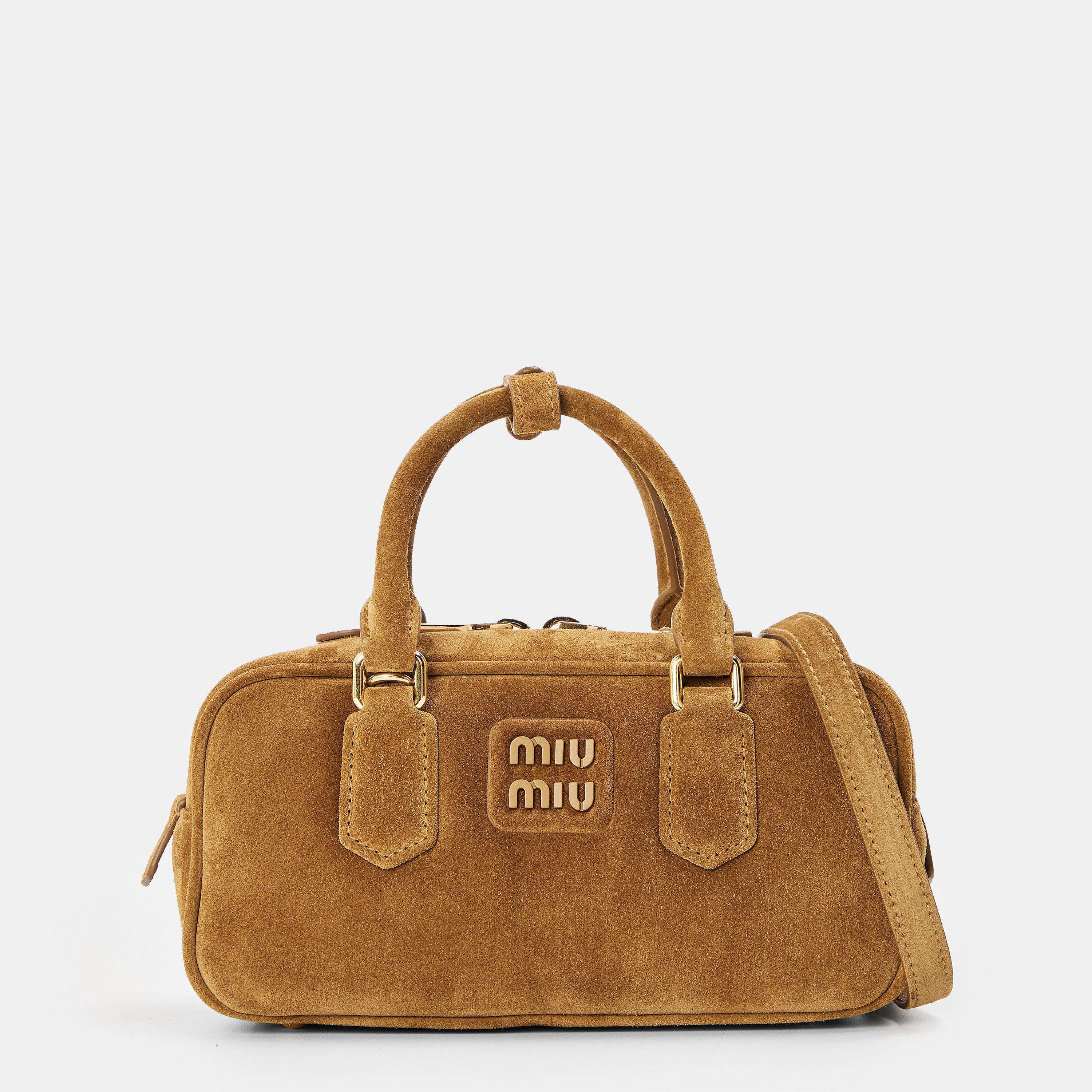 Oliva - Miu Miu - Women's Arcadie Suede Top Handle Bag - 1