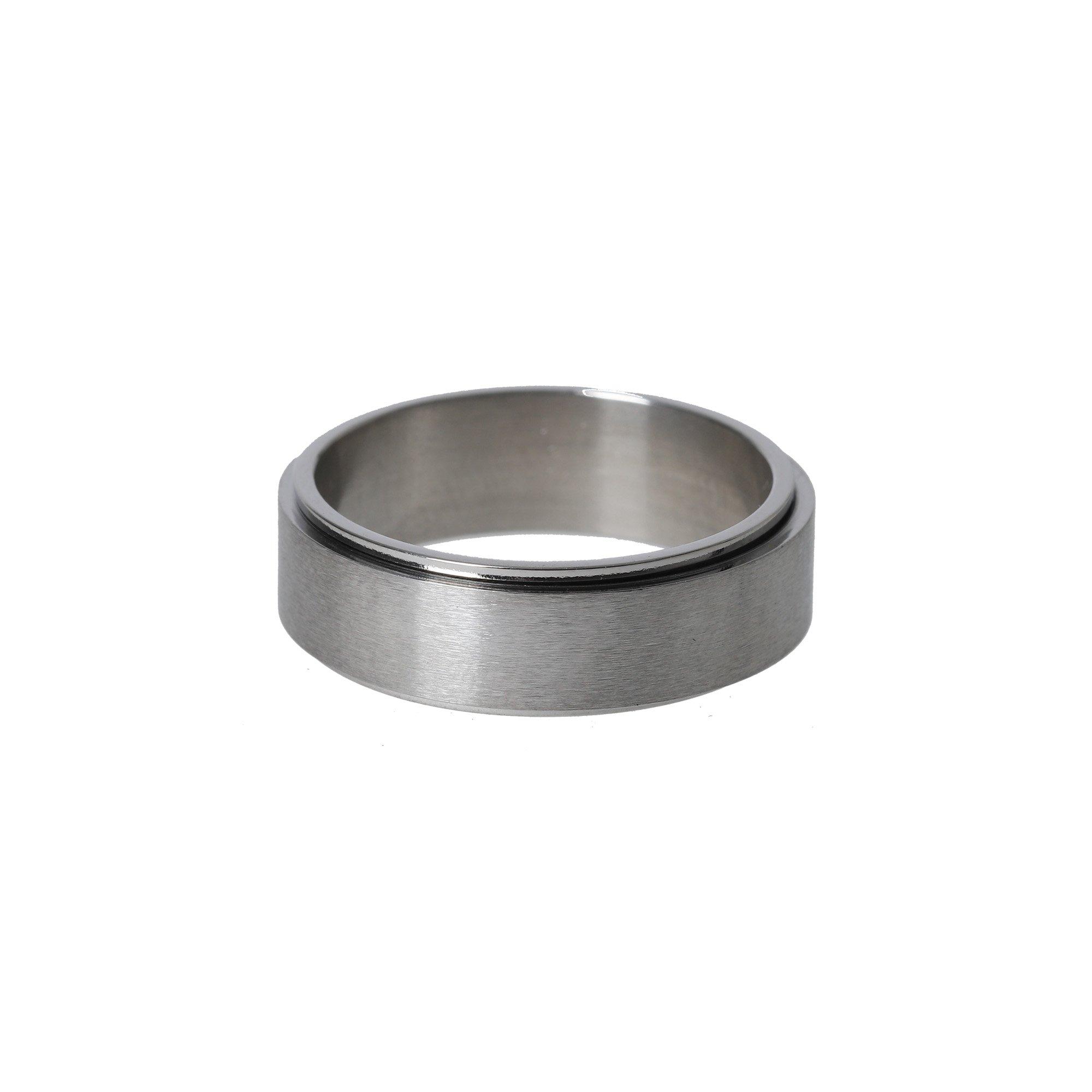 Rhodium - Fabric - Stainless Steel Spinner Ring - 2