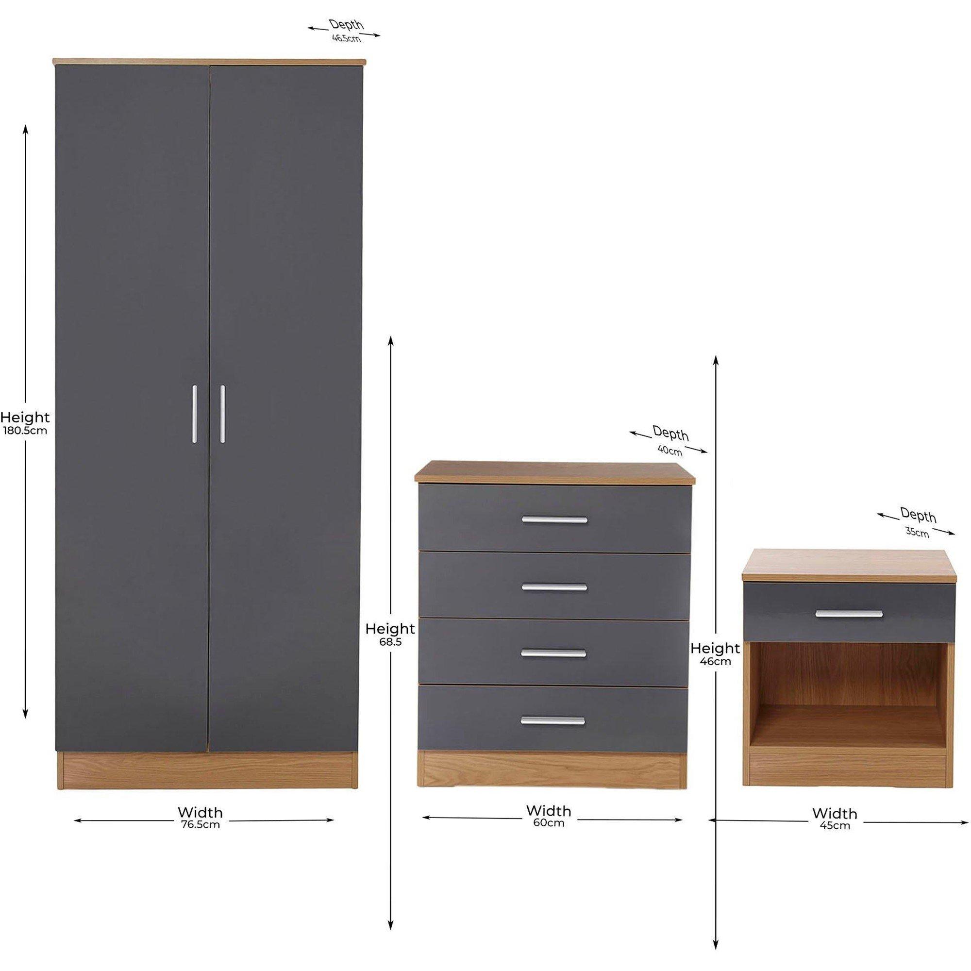 Grey Oak - Homelife - Carleton 3 Piece Gloss Bedroom Set - 2