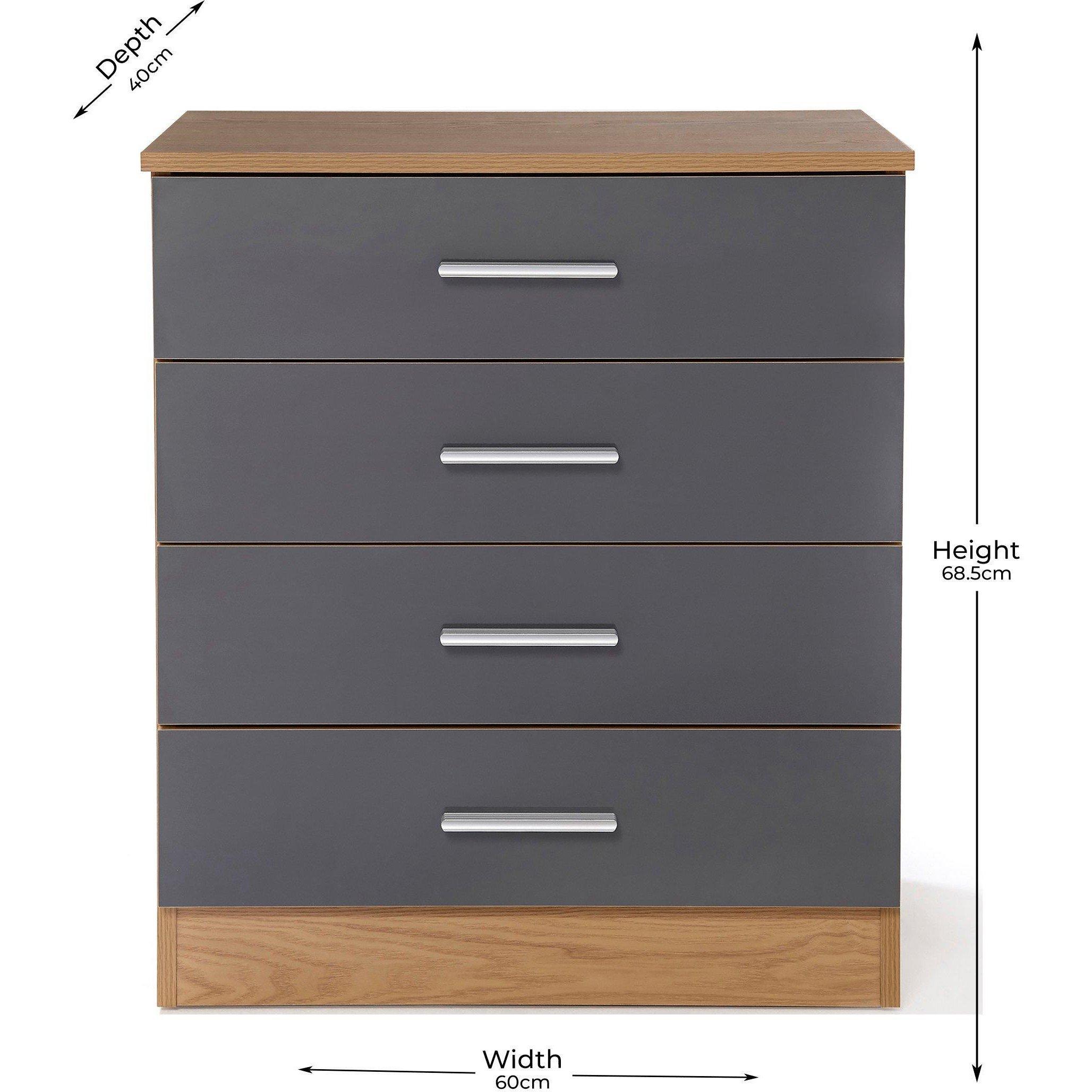 Grijs - Homelife - Carleton 4 Piece Gloss Bedroom Set - 3