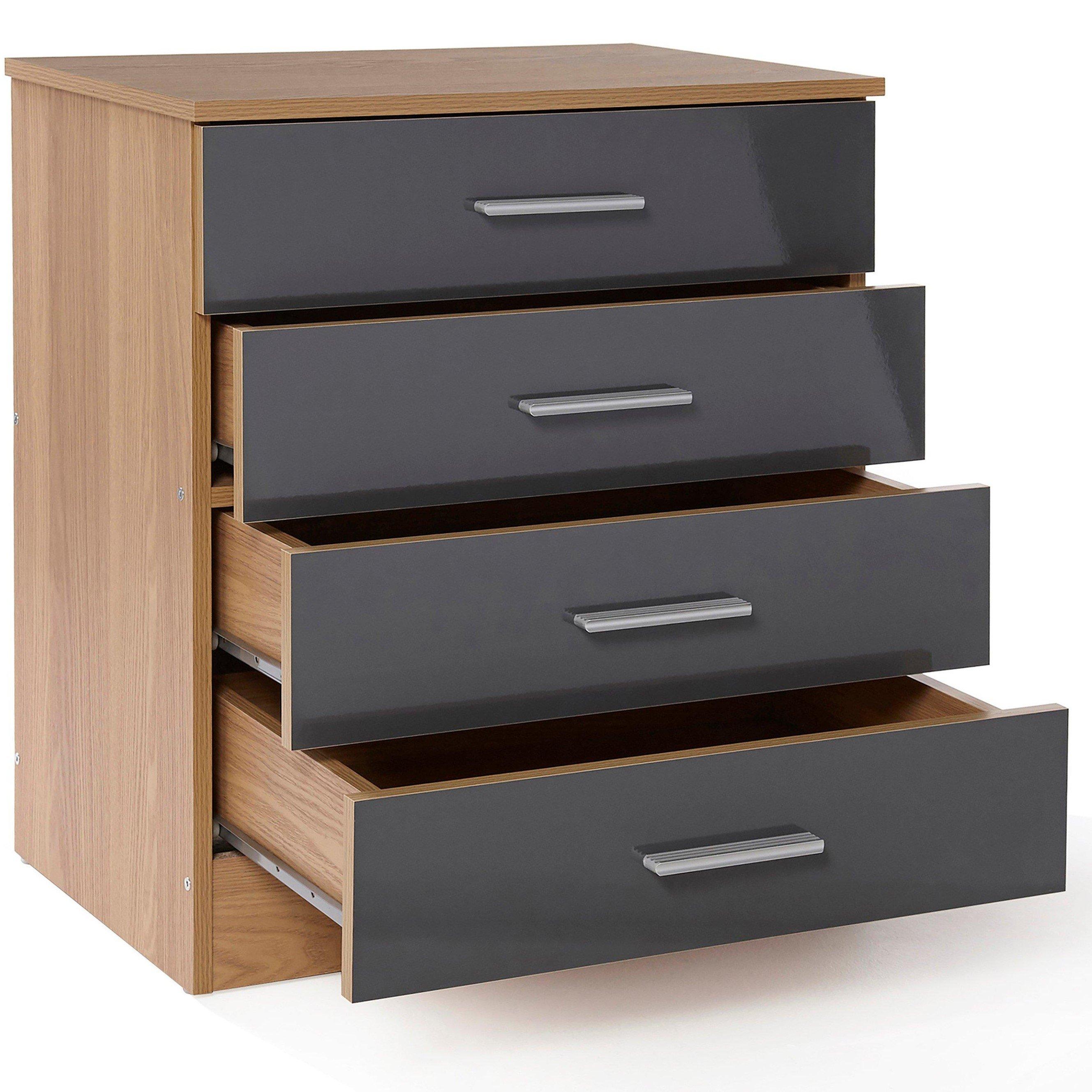 Grijs - Homelife - Carleton 4 Piece Gloss Bedroom Set - 9