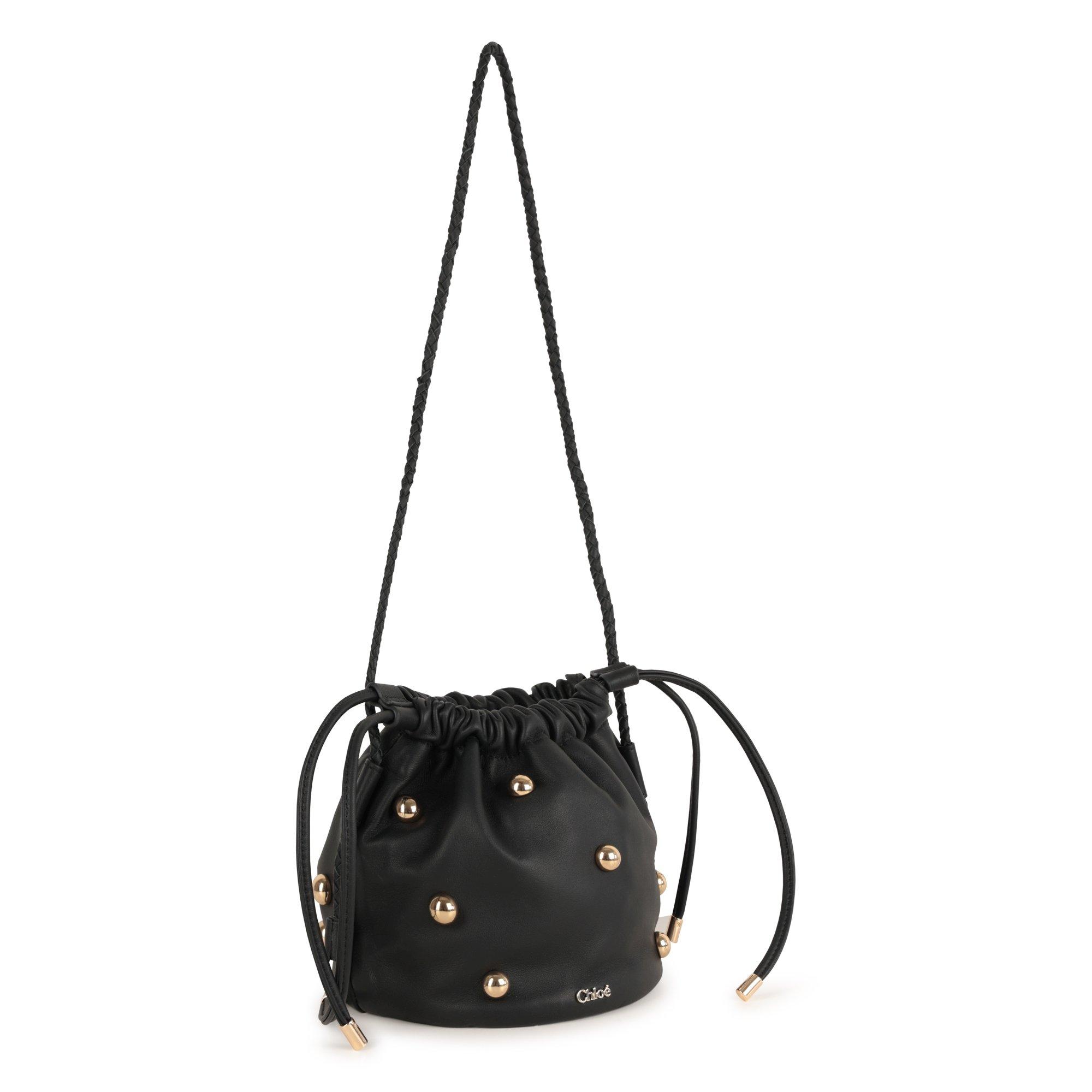 Blk/Gld 09B - Chloe - Kids' Studded Shoulder Bag - 2
