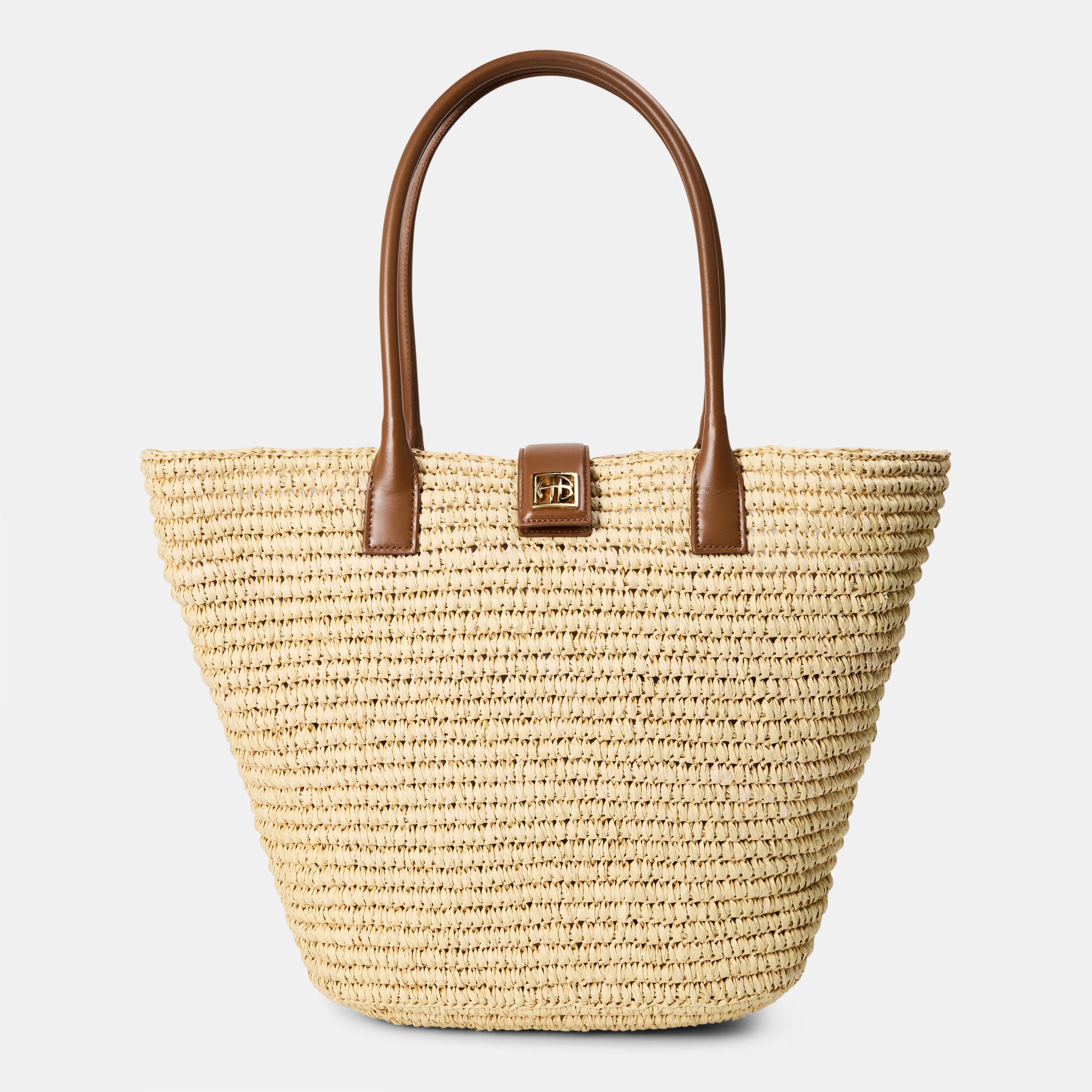 Anine Bing Raffia Lou Shoulder Bag - Natural Cognac