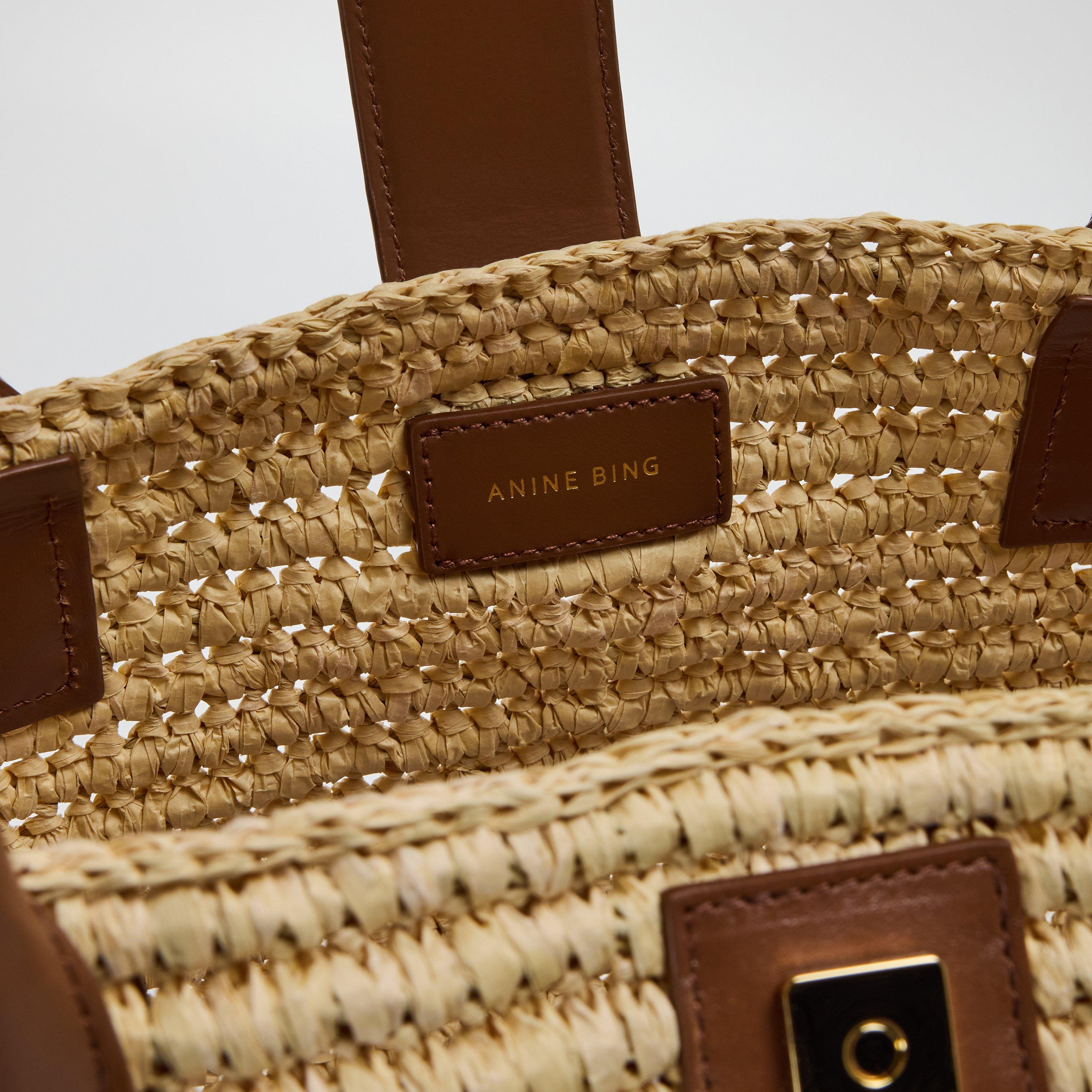 Natural Cognac - Anine Bing - Raffia Lou Shoulder Bag - 6