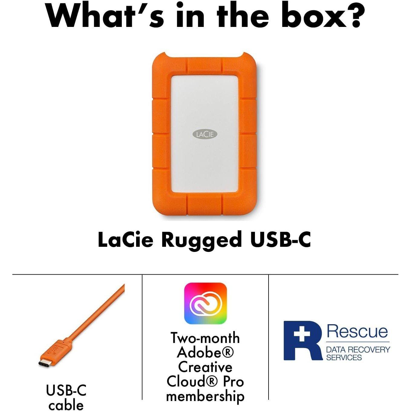 Black - Seagate - LaCie Rugged 2TB Portable External Hard Drive - 3
