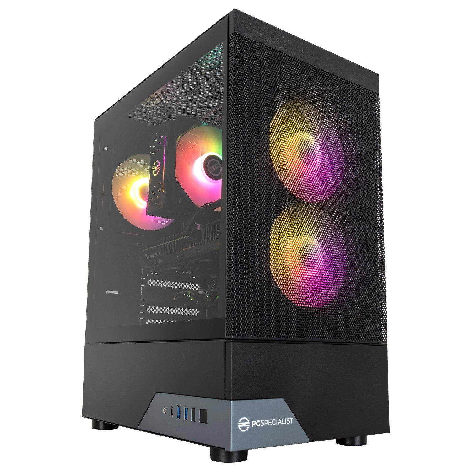 Preto - PCSpecialist - Wraith 164 Gaming PC - Ryzen 5 7500F RX 9060 XT 16GB 16GB RAM 1TB SSD - 1440p Gaming - 1