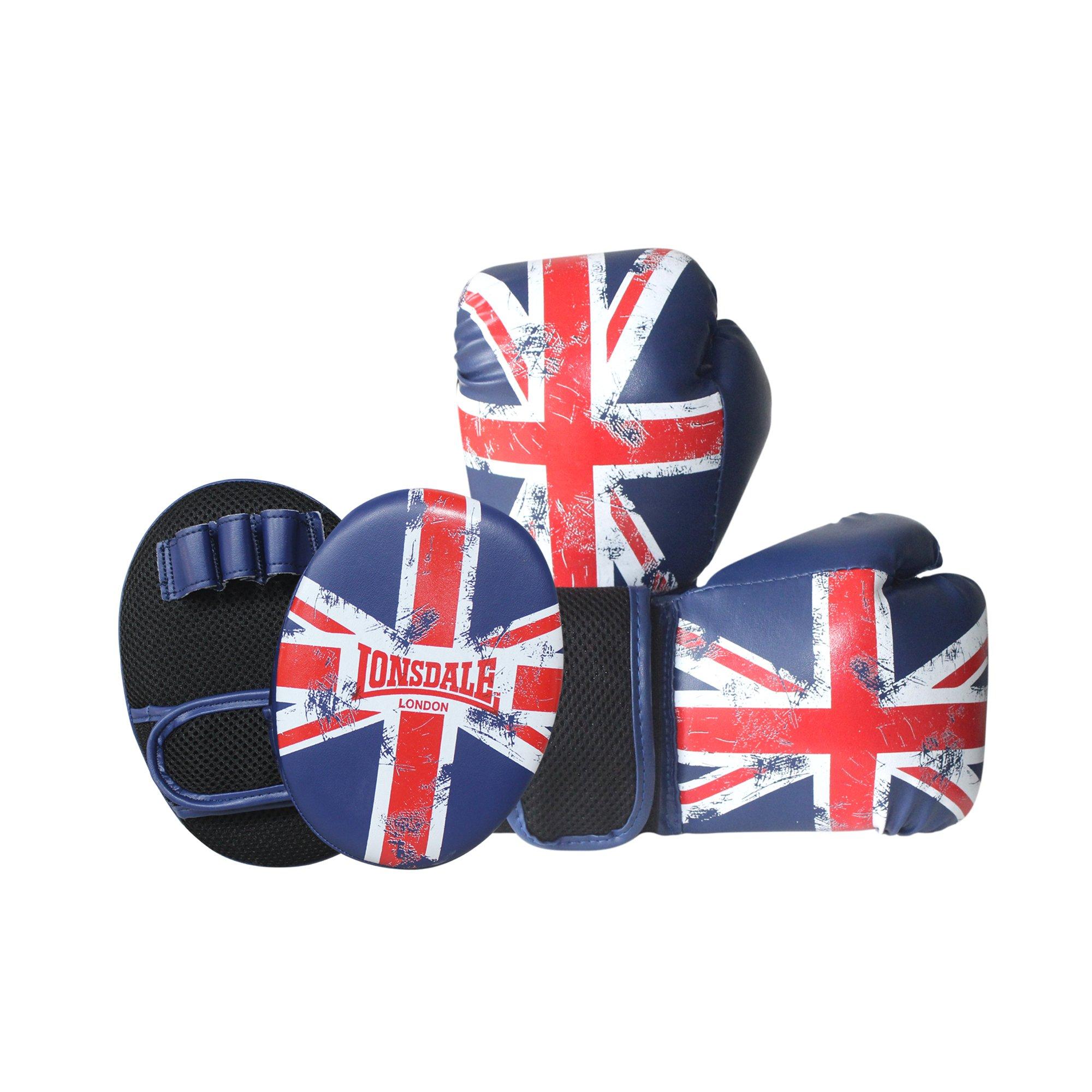 Lonsdale  Kids Limited Edition Boxing Glove And Pad Set Juniors - Blue/Red - 6oz