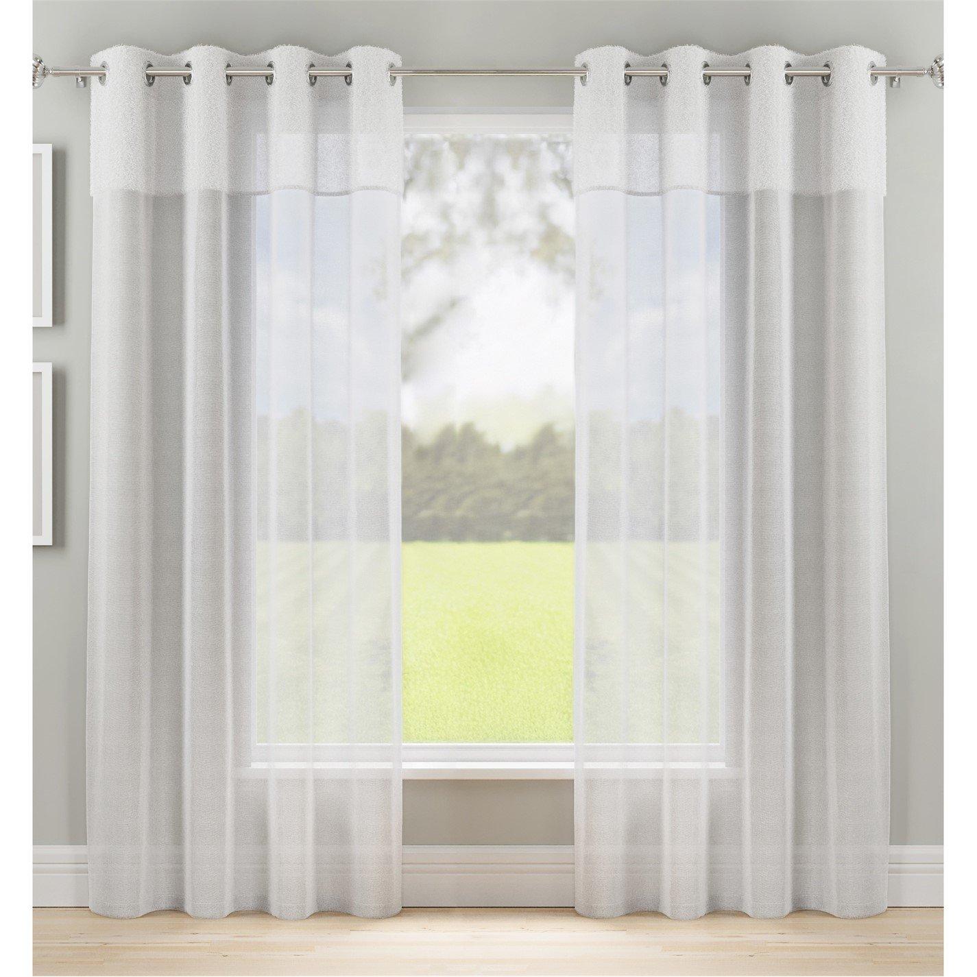Tyrone Textiles  Andorra Textured Eyelet Header Voile Panels - Pair - White - 140x137cm