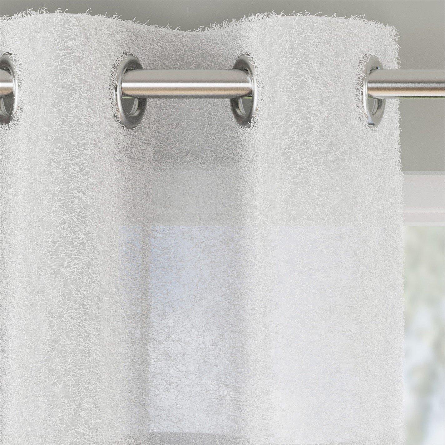 White - Tyrone Textiles - Andorra Textured Eyelet Header Voile Panels - Pair - 2