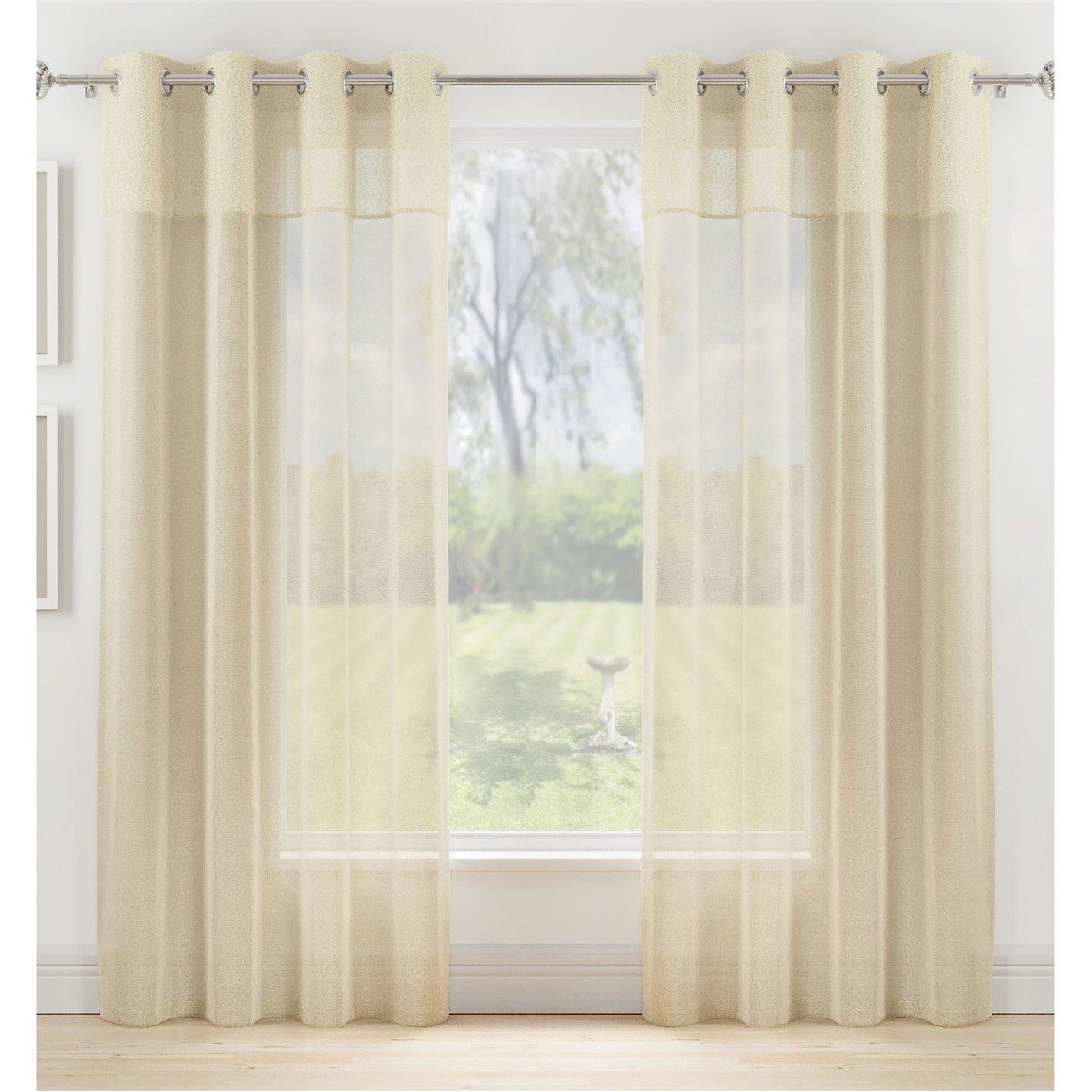 Tyrone Textiles  Andorra Textured Eyelet Header Voile Panels - Pair - Cream - 140x137cm
