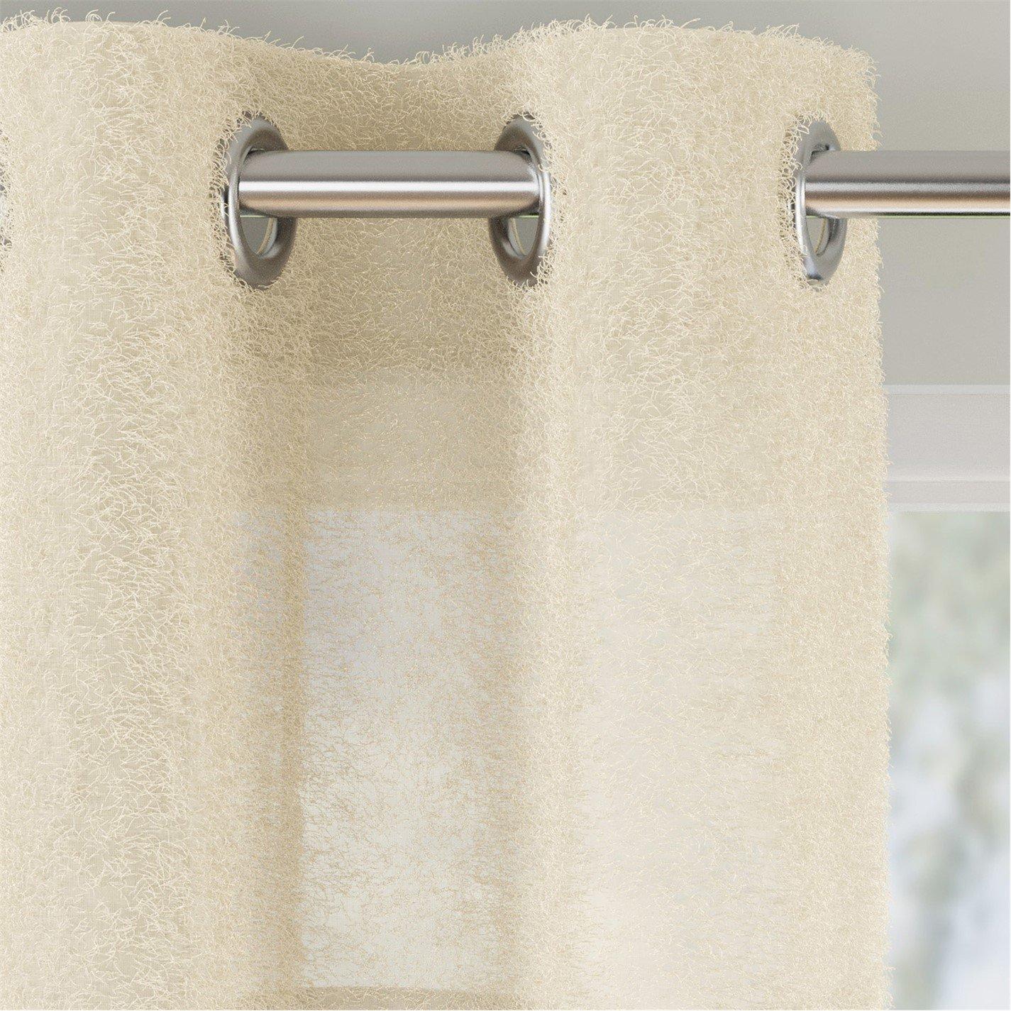 Cream - Enhanced Living - Andorra Textured Eyelet Header Voile Panels - Pair - 2