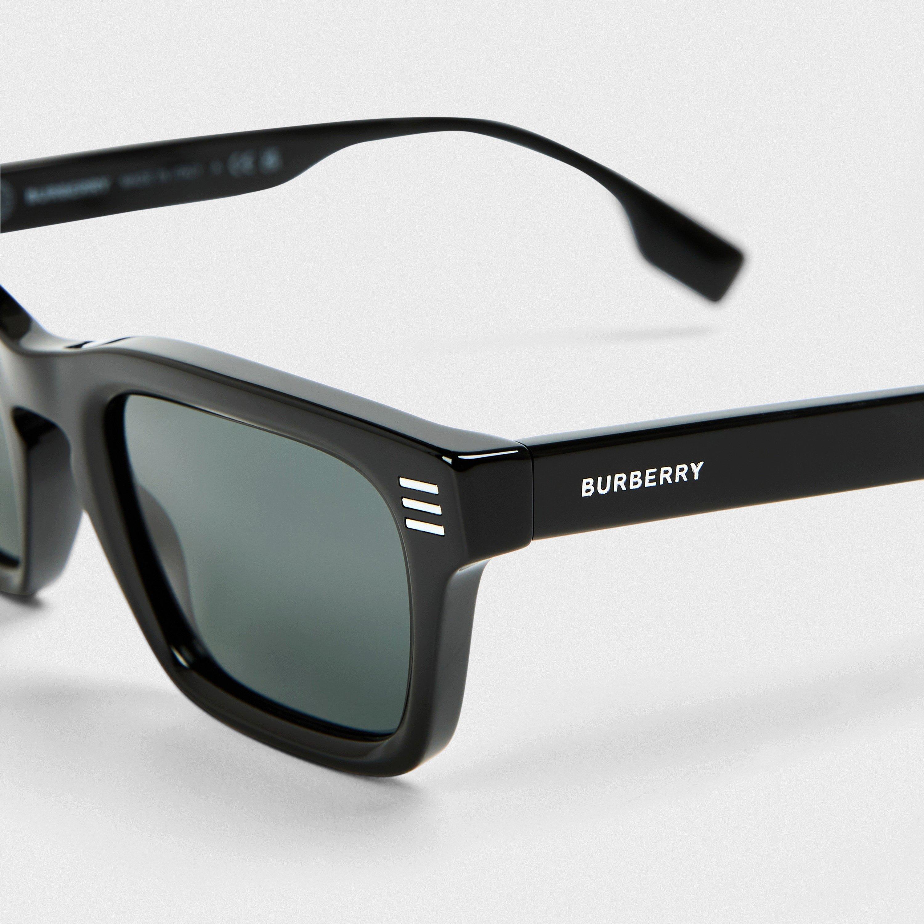 Black - Burberry - Men's Rectangle Sunglasses, Rectangle Design - 4
