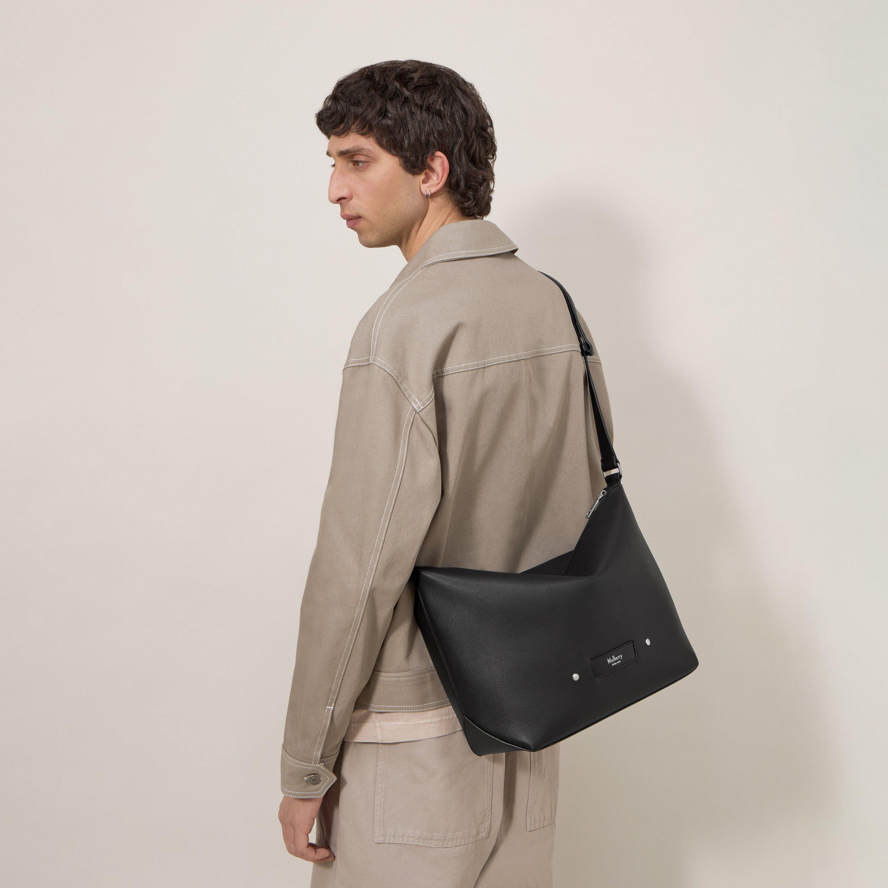 Black Silver - Mulberry - Men's Rye Supple Calf Leather Small Messenger Bag - 3