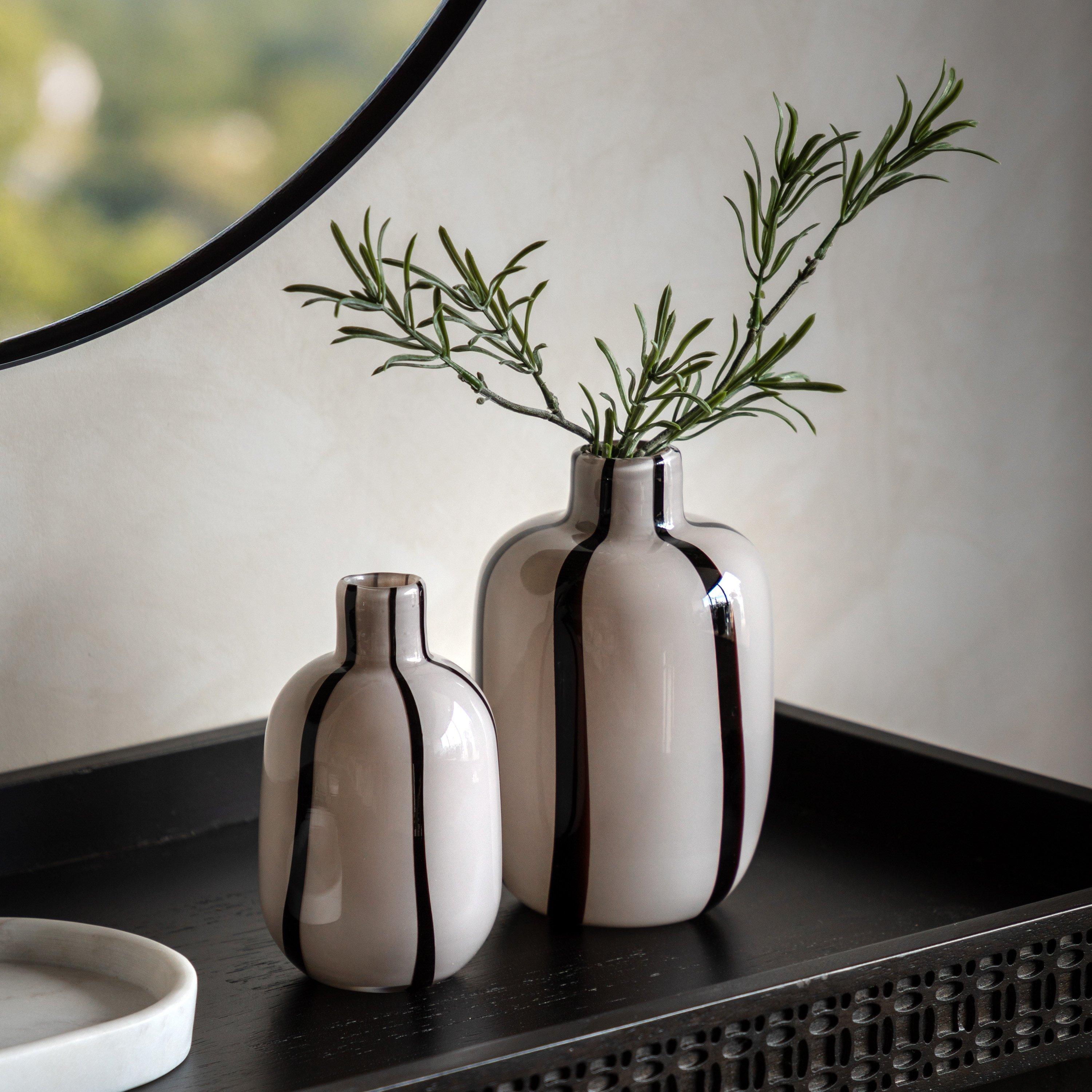 Cream - Gallery - Linea Stripe Glass Vase Monochrome S/2 - 1