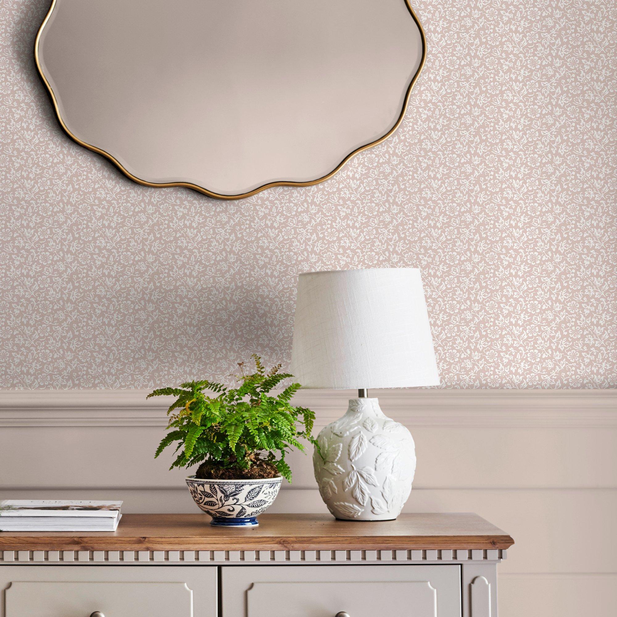 Pink - Laura Ashley - Sweet Alyssum Plaster Pink Wallpaper - 1