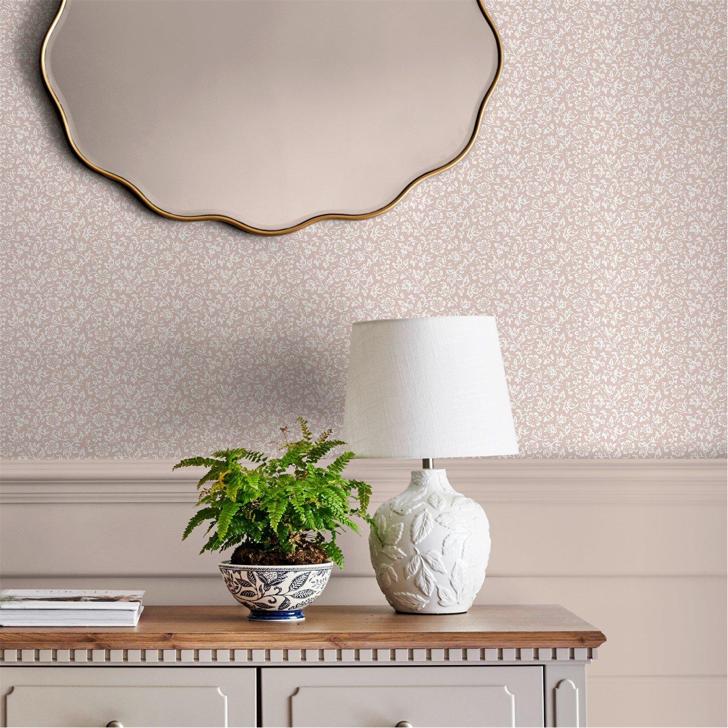 Laura Ashley  Sweet Alyssum Plaster Wallpaper Pink
