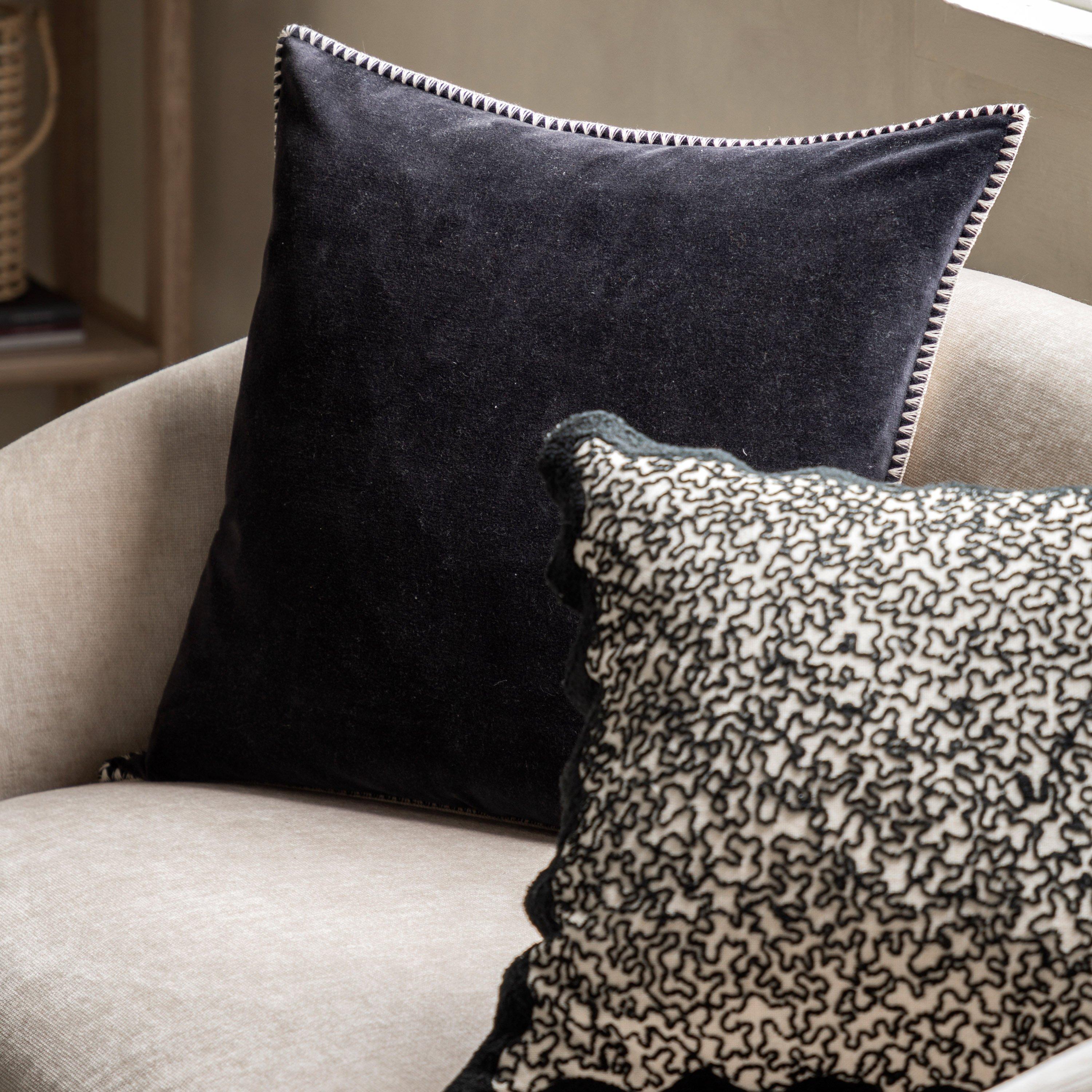 Black - Gallery - Nico Velvet Cushion Black - 1