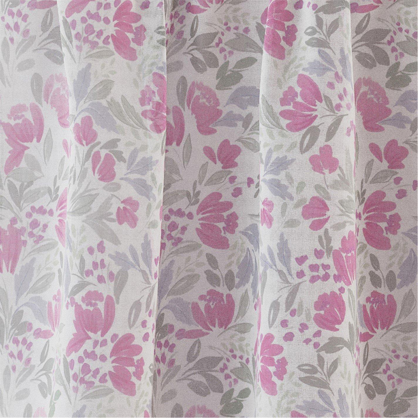 Pink - Tyrone Textiles - Mia Floral Print Sheer Voile Panels - Pair - 3