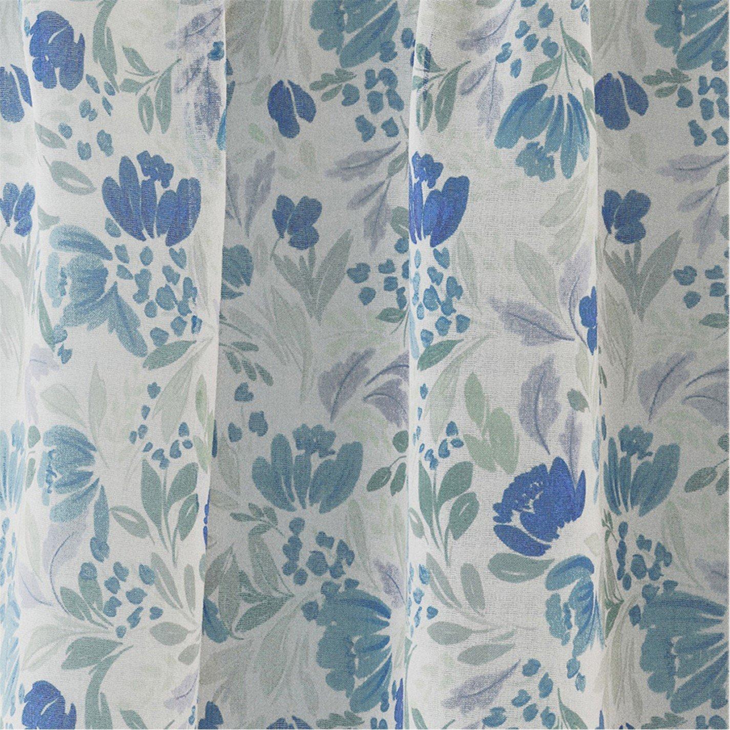 Blue - Enhanced Living - Mia Floral Print Sheer Voile Panels - Pair - 3