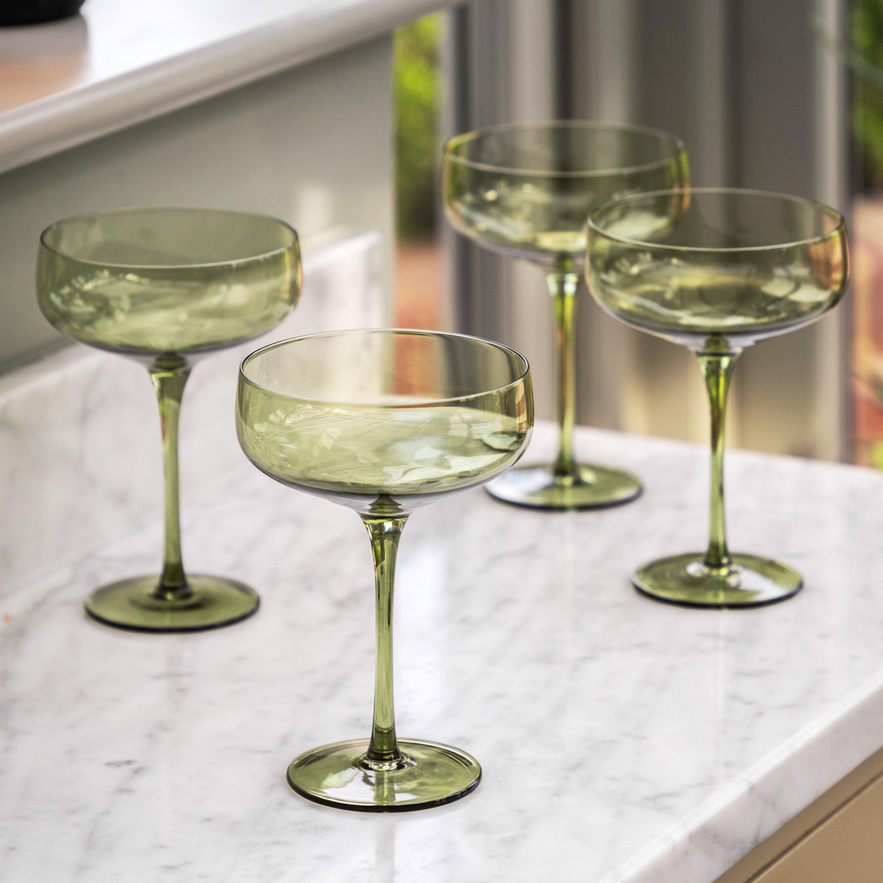 Smokey Green - Gallery - Coupe Glass Smokey Green (4pk) - 1