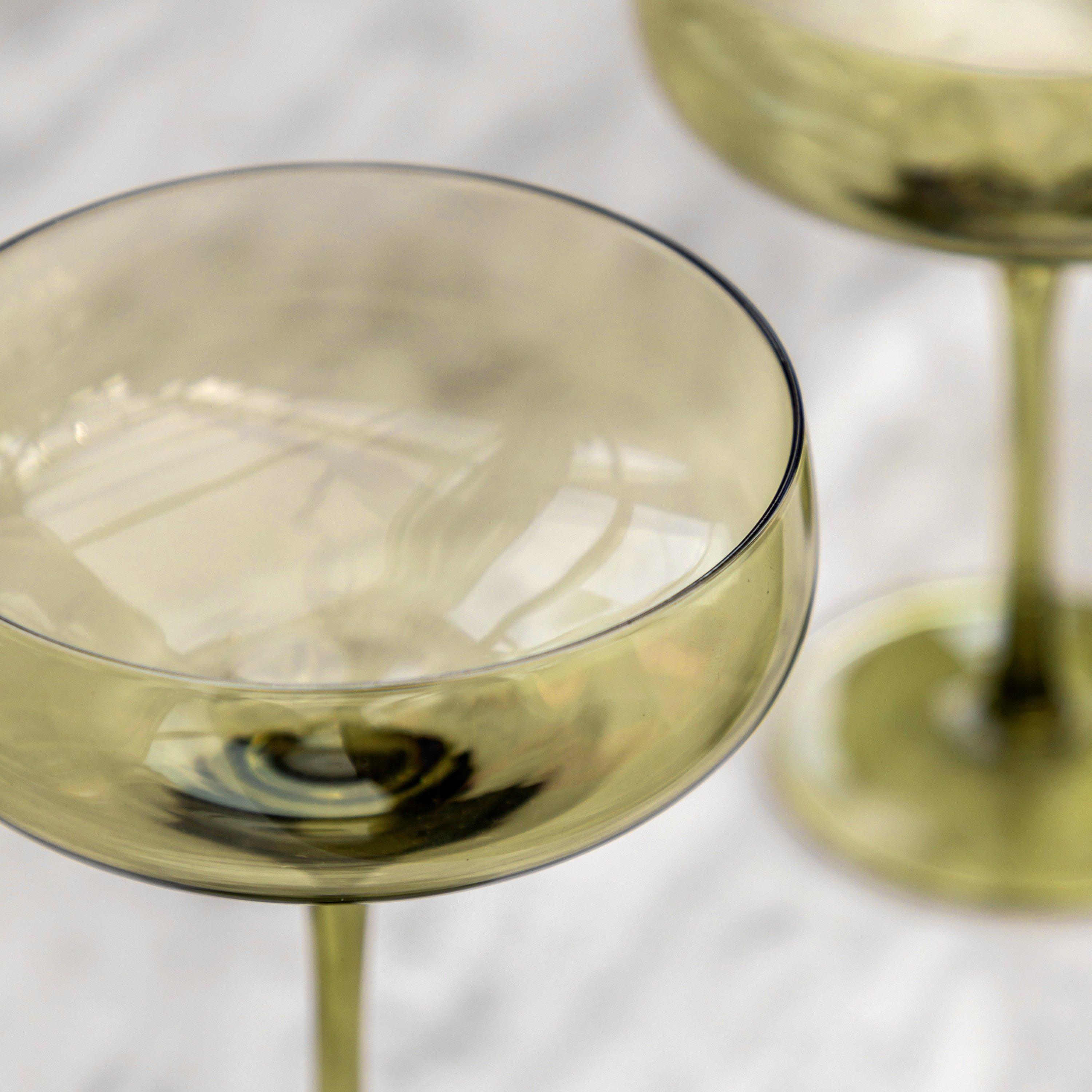 Smokey Green - Gallery - Coupe Glass Smokey Green (4pk) - 2