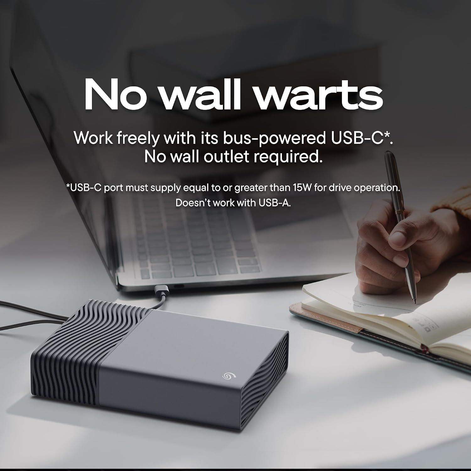 Negro - Seagate - One Touch 8TB External Desktop Hard Drive USB-C Bus-Powered Compatible with Windows and Mac - 4