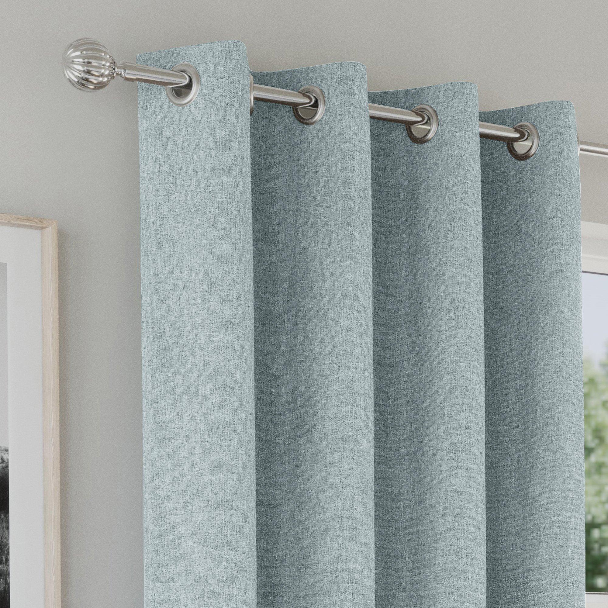 Blue - Enhanced Living - Austin Blue 100% Blackout Eyelet Curtains - 2
