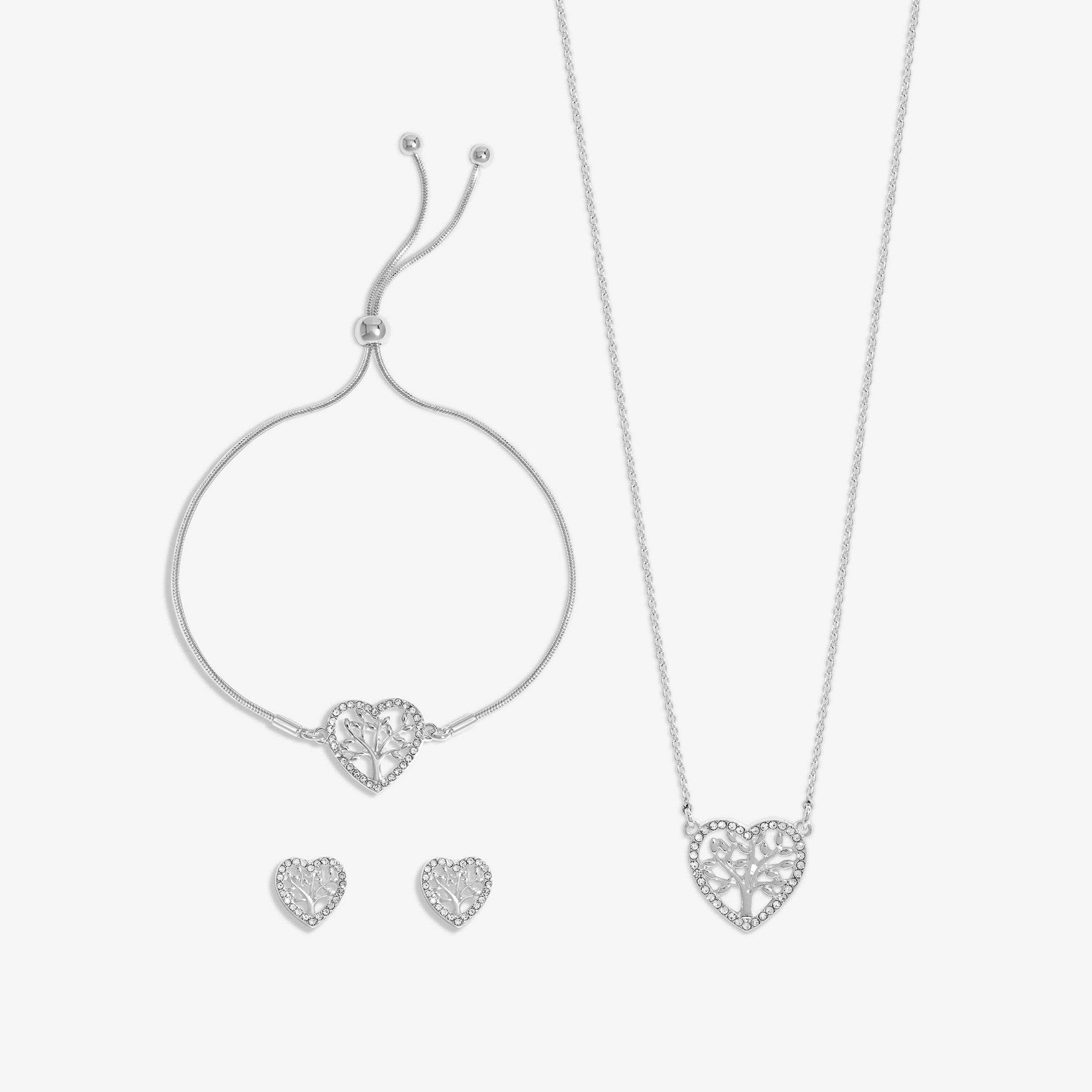 Silver - Jon Richard - Silver Crystal Heart Tree Of Love Set - Gift Box - 2