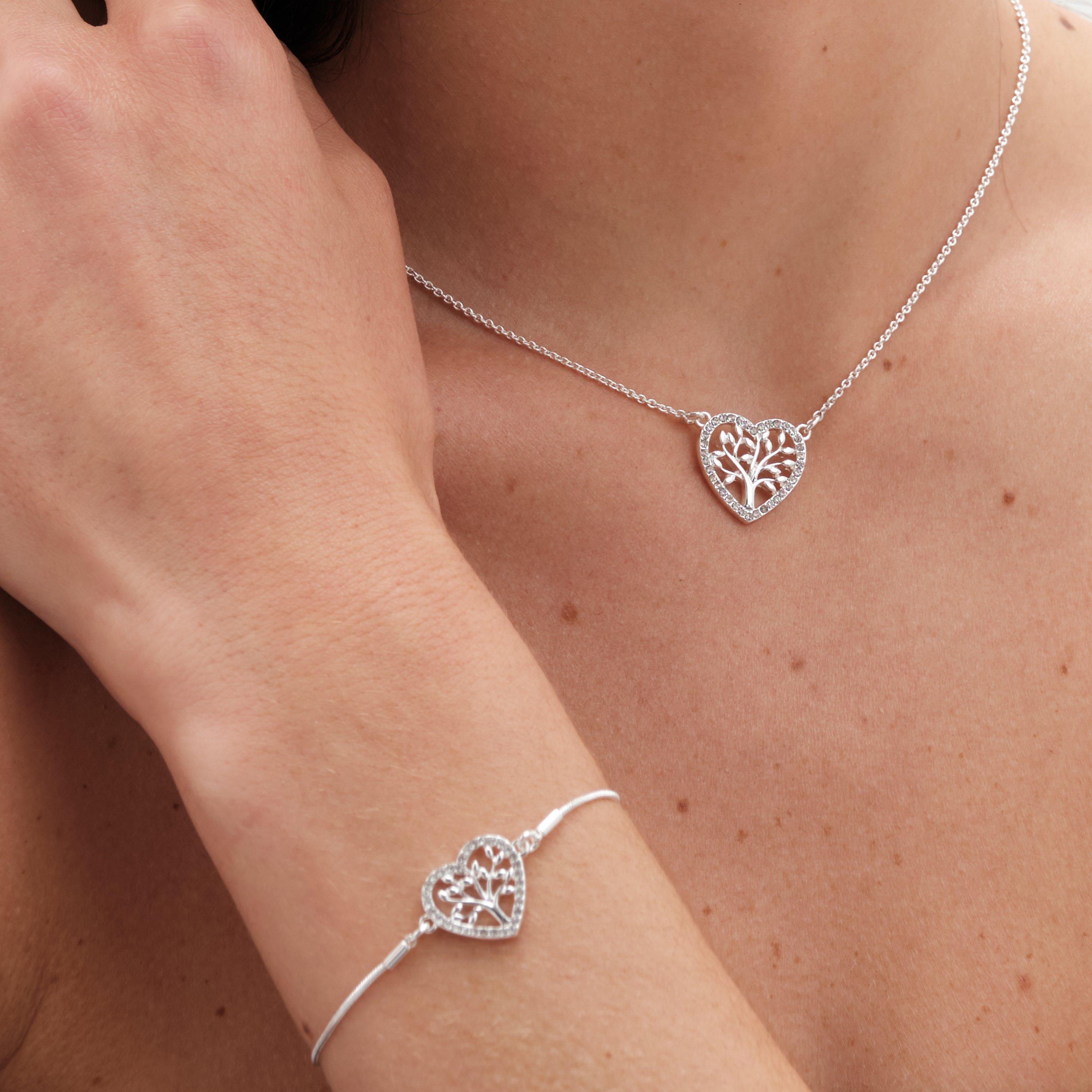 Silver - Jon Richard - Silver Crystal Heart Tree Of Love Set - Gift Box - 4