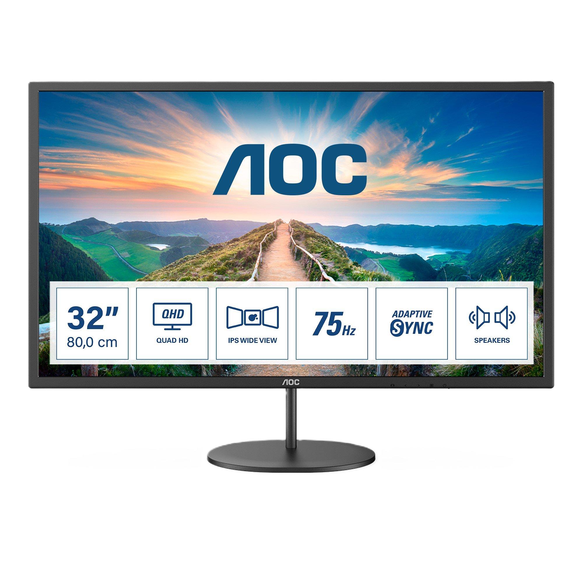 Black - AOC - Q32V4 31.5 IPS QHD 75Hz Monitor - 1
