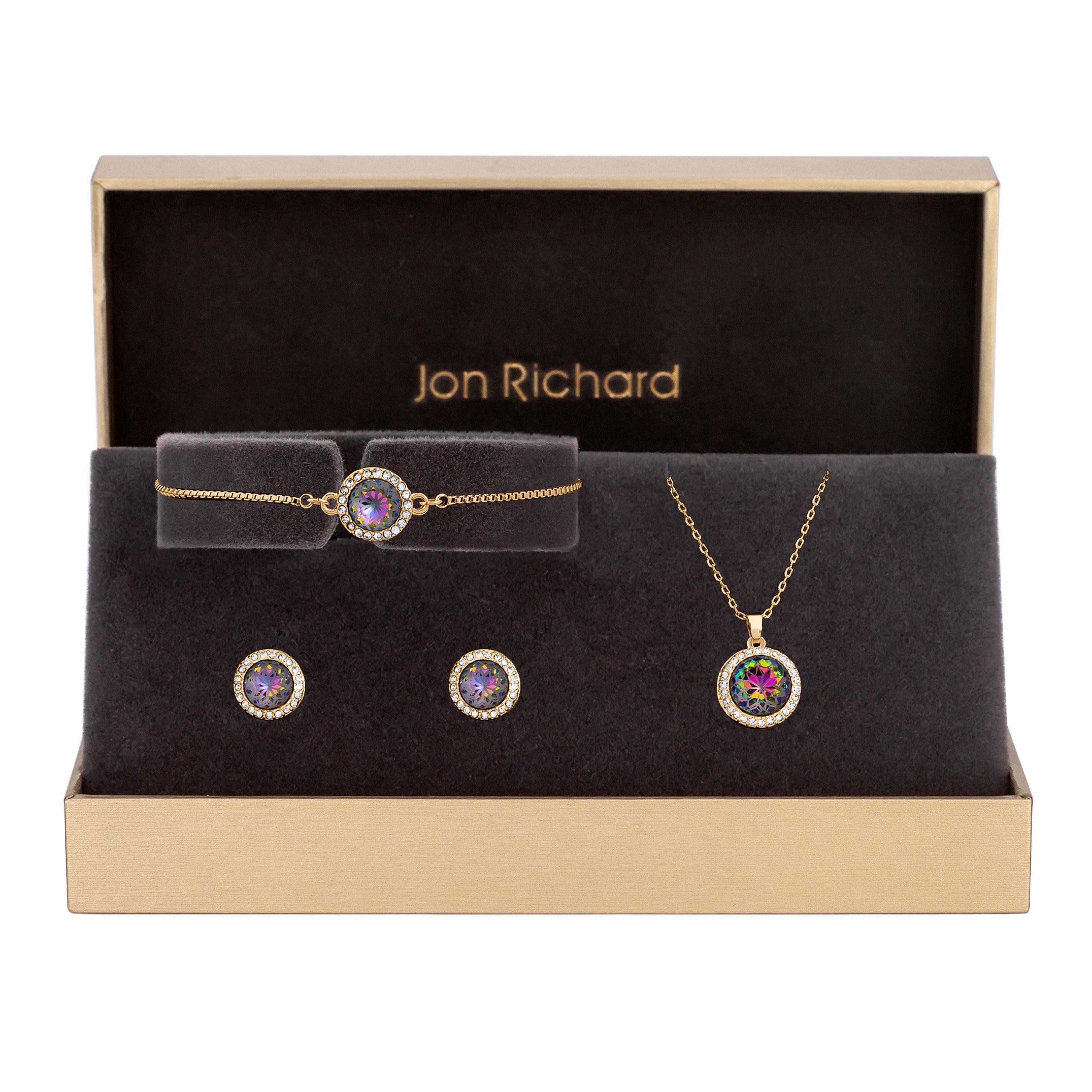 Gold - Jon Richard - Gold Plated Effect Stone Trio Set - Gift Box - 1
