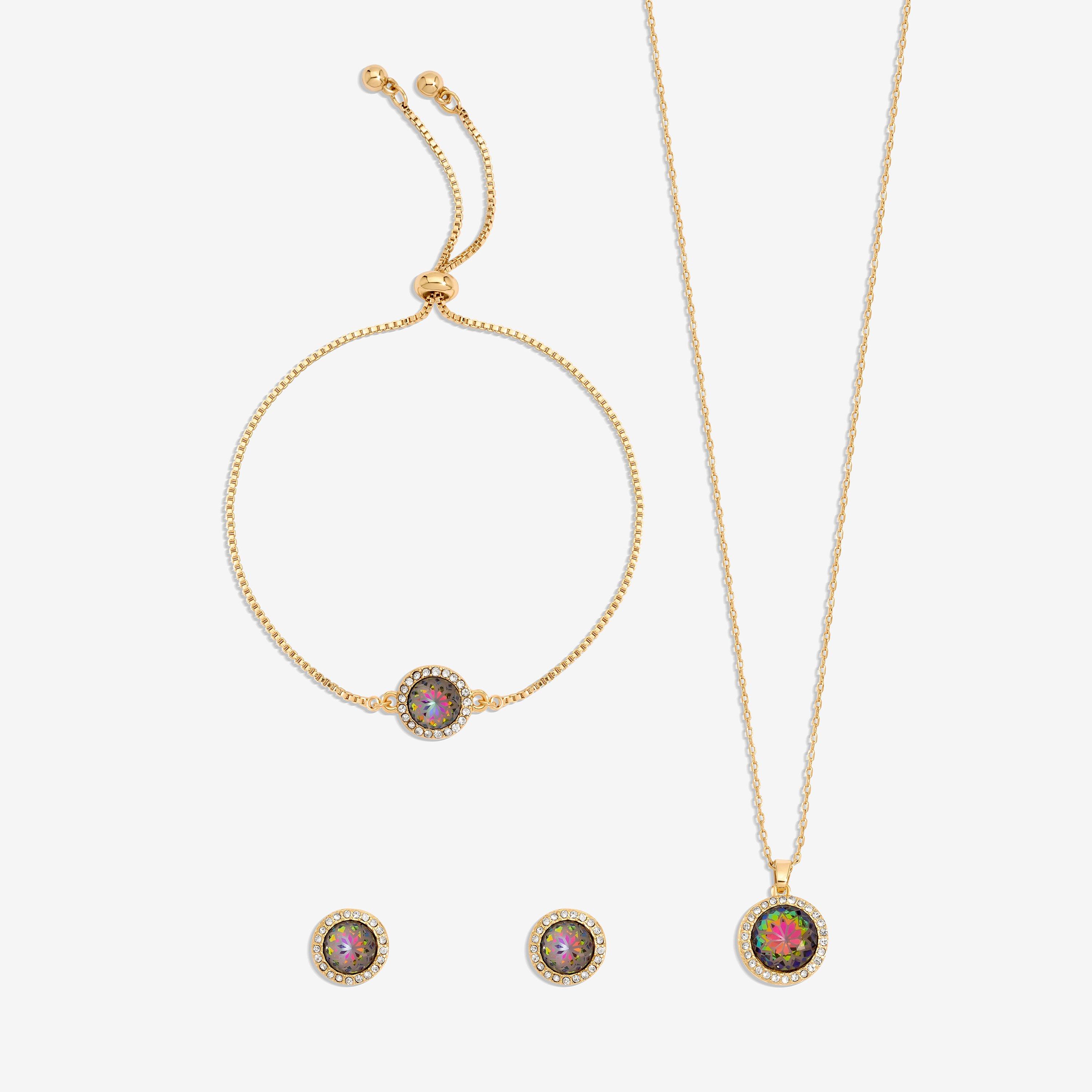 Gold - Jon Richard - Gold Plated Effect Stone Trio Set - Gift Box - 2