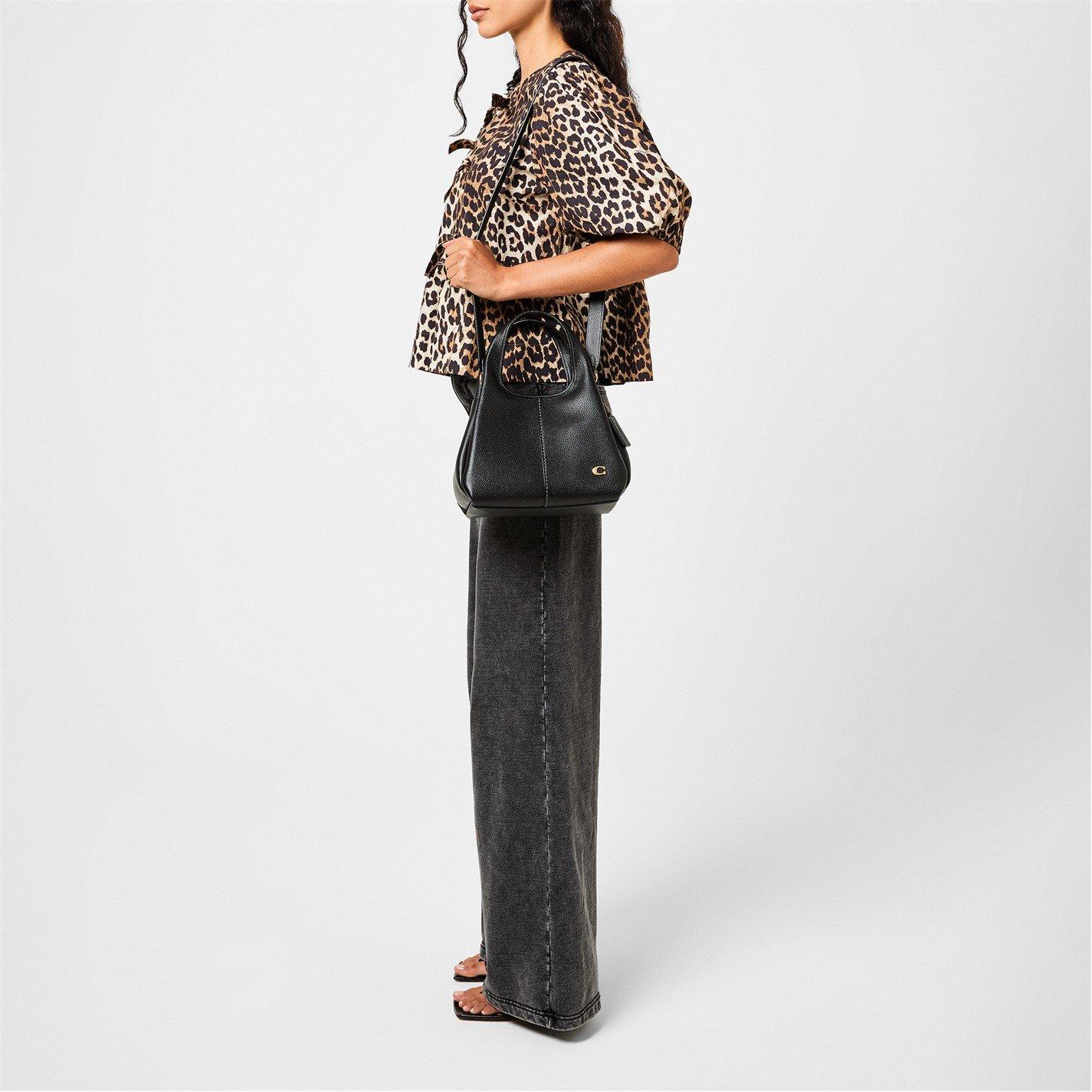 Black - Coach - Women's Lana Leather Shoulder Bag - 5